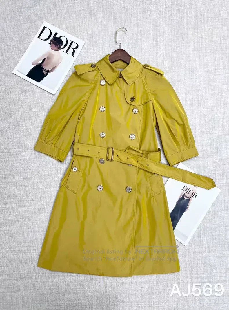 Burberry Burberry Yellow Double-Breasted Trench Coat Size UK4i Size XXS / US 00 / IT 34 - 1 Thumbnail