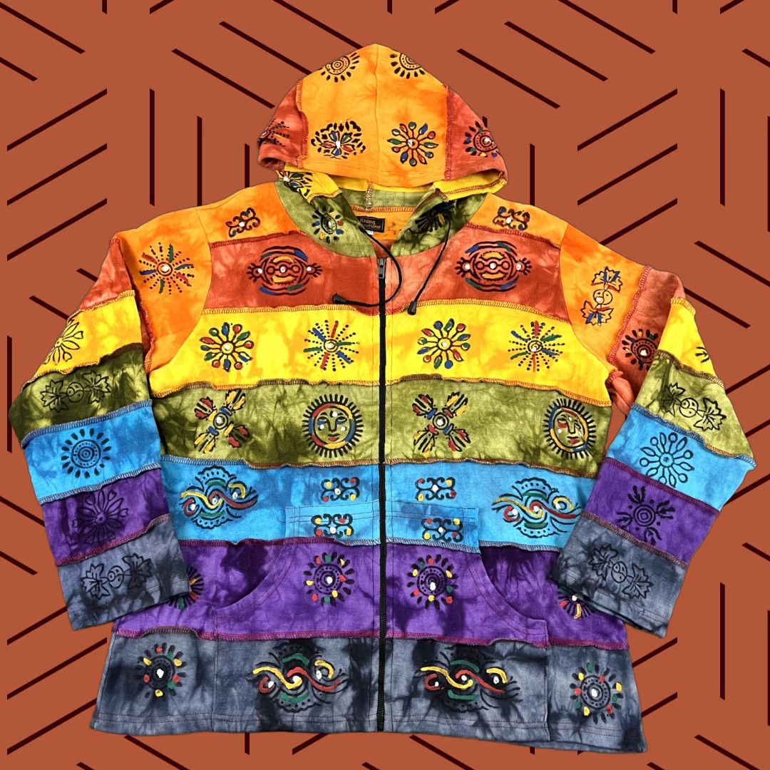 Vintage VINTAGE Rising International Hoodie Womens XL BOHO Patchwork Art Hippie Festival Jacket Size XL / US 12-14 / IT 48-50 - 1 Thumbnail