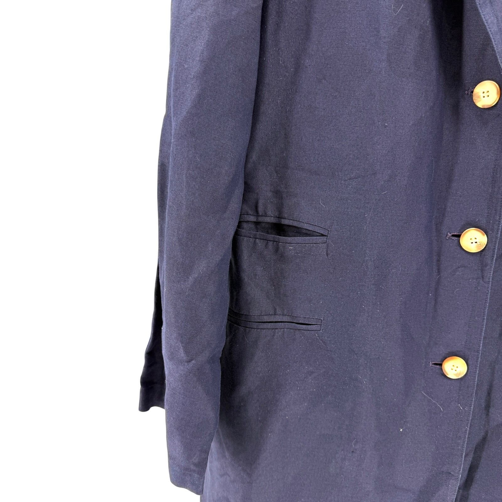 Ann Taylor Vintage 90s Navy Linen Rayon Blend Maxi Duster Coat Size L / US 10 / IT 46 - 3 Thumbnail
