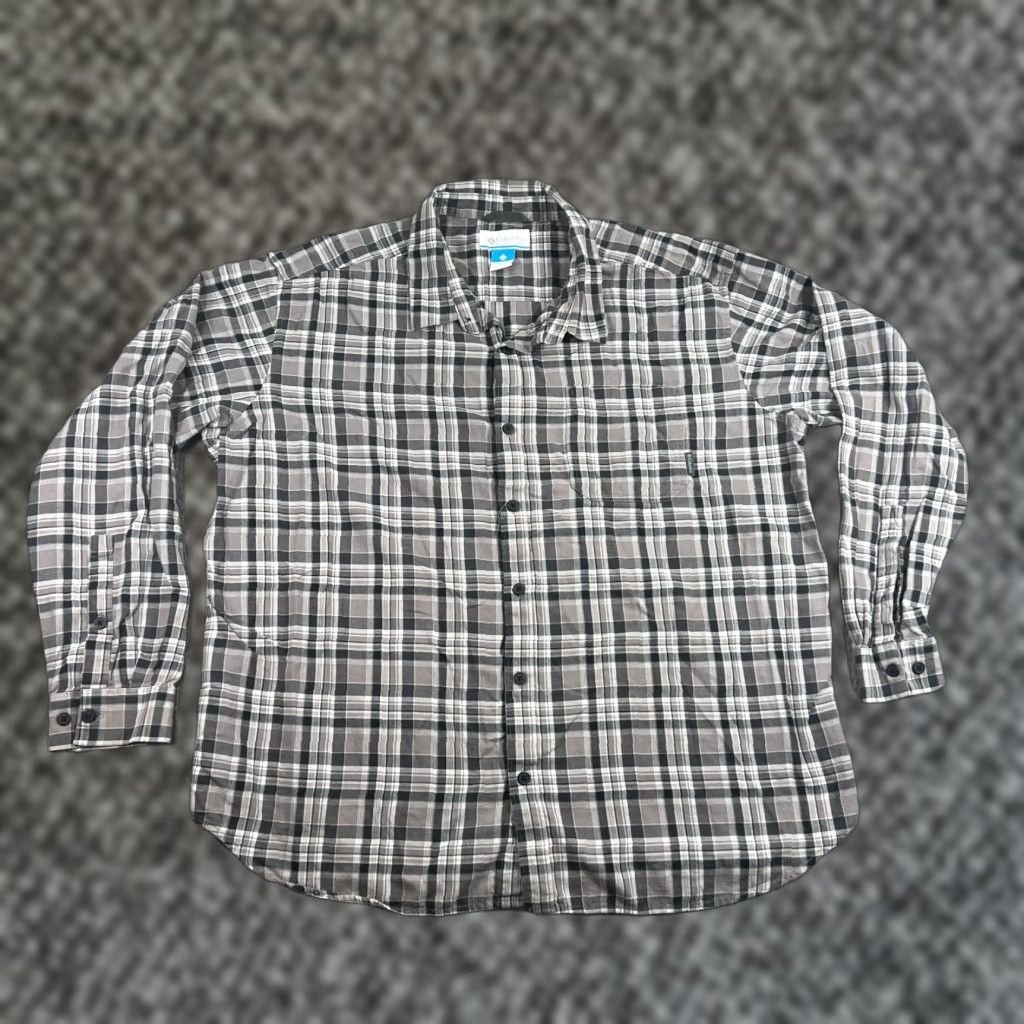 Vintage Columbia Shirt - Button-Up - Men - XXL - Gray Plaid - Cotton - Long Sleeve - Pre-owned Size US XXL / EU 58 / 5 - 1 Thumbnail