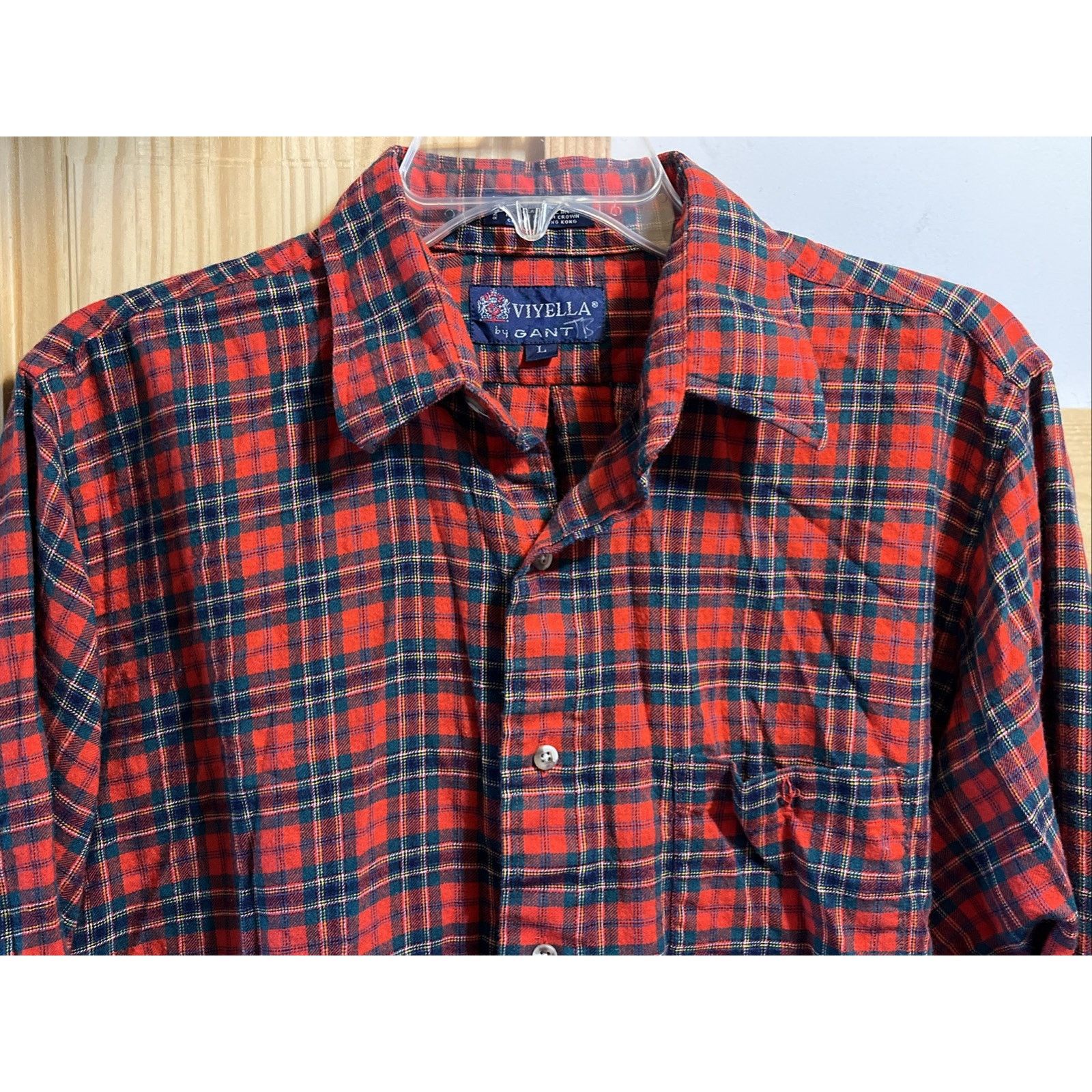 Viyella Viyella Vintage Wool Cotton Blend Shirt Mens L Red Plaid LS Size US L / EU 52-54 / 3 - 5 Thumbnail
