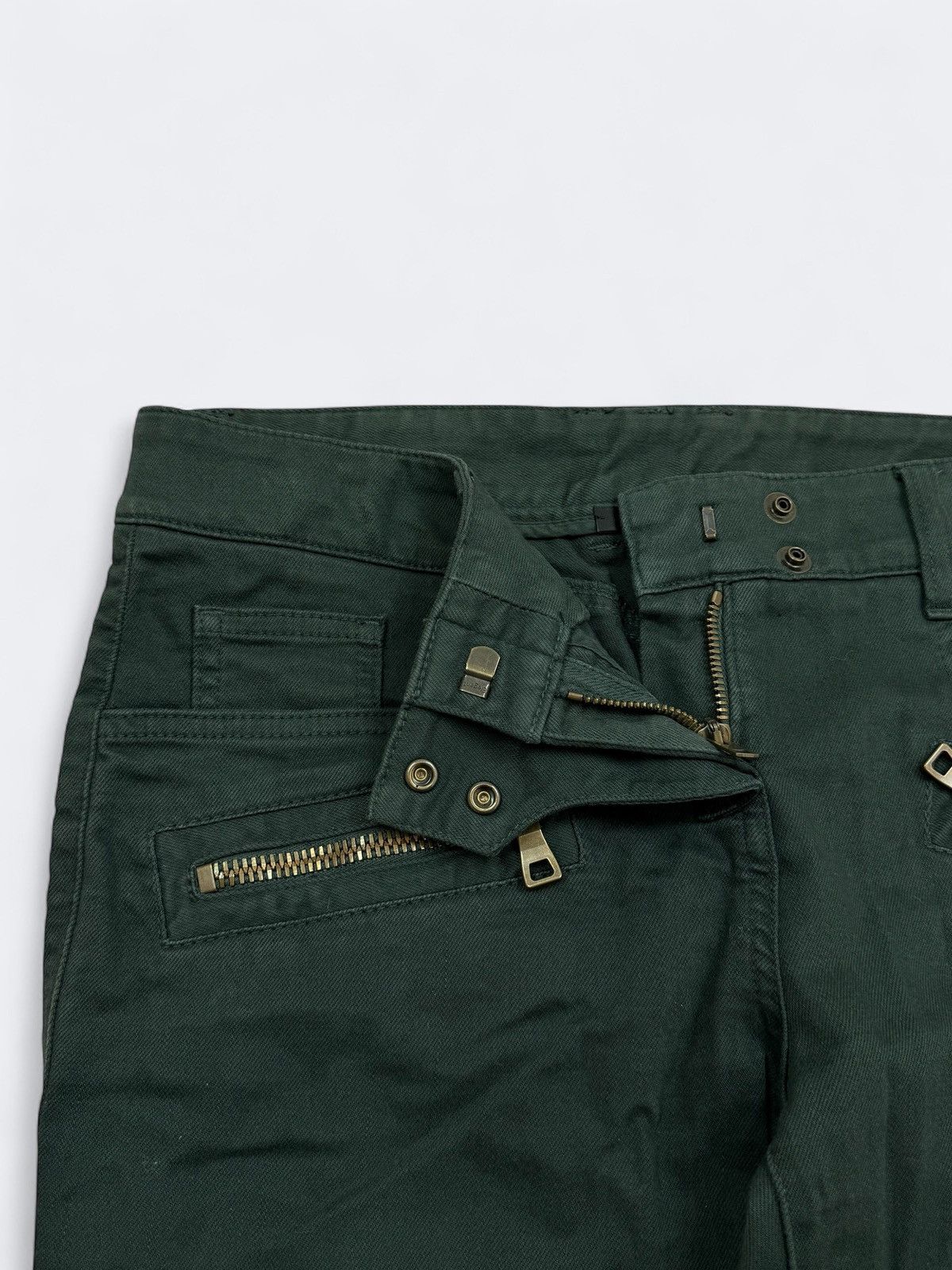 Balmain Balmain Dark Green Biker Skinny Jeans Pants Size 26" / US 2 / IT 38 - 8 Thumbnail