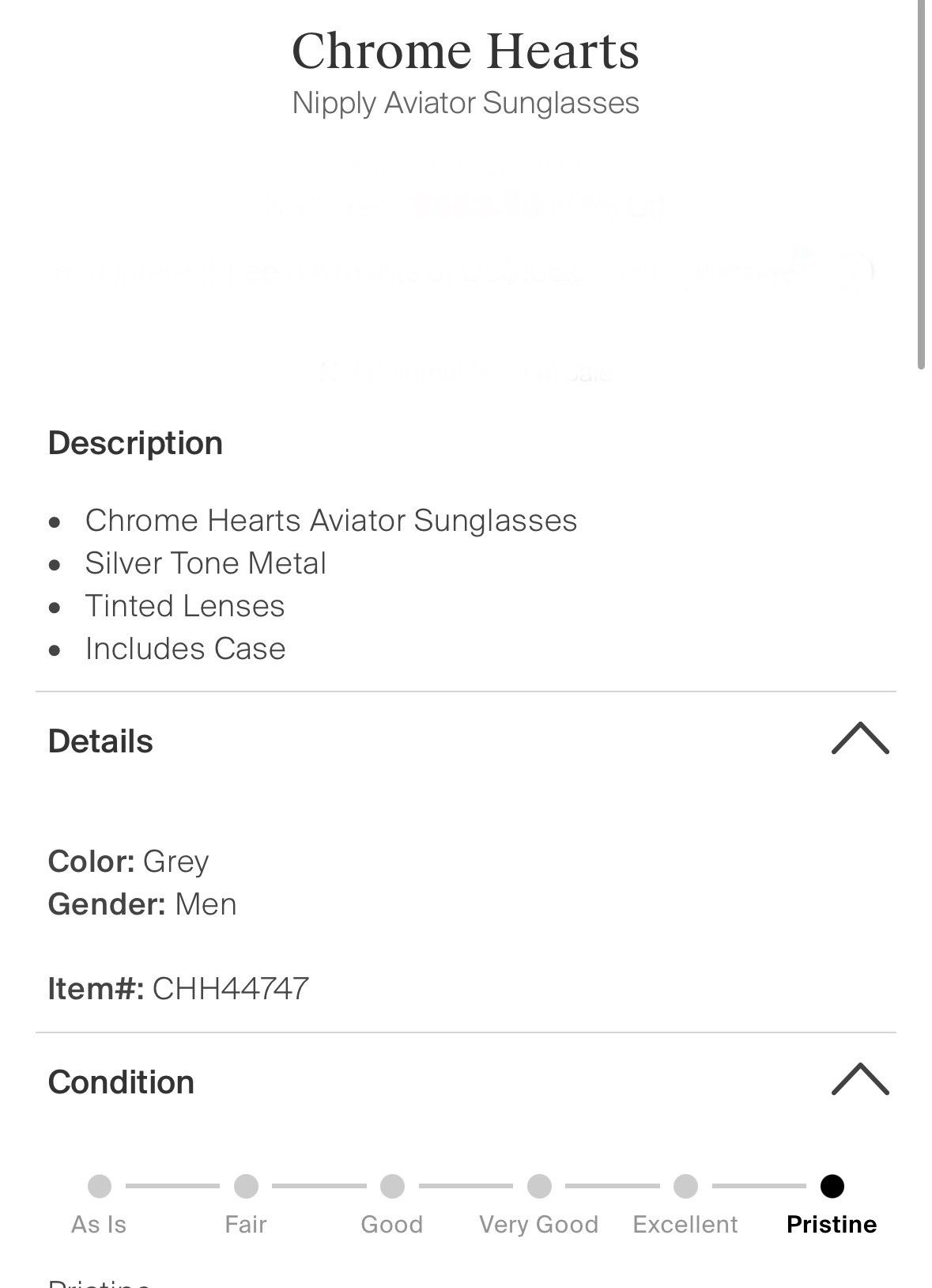 Chrome Hearts NEW! Nipply Aviator Sunglasses Size ONE SIZE - 7 Thumbnail