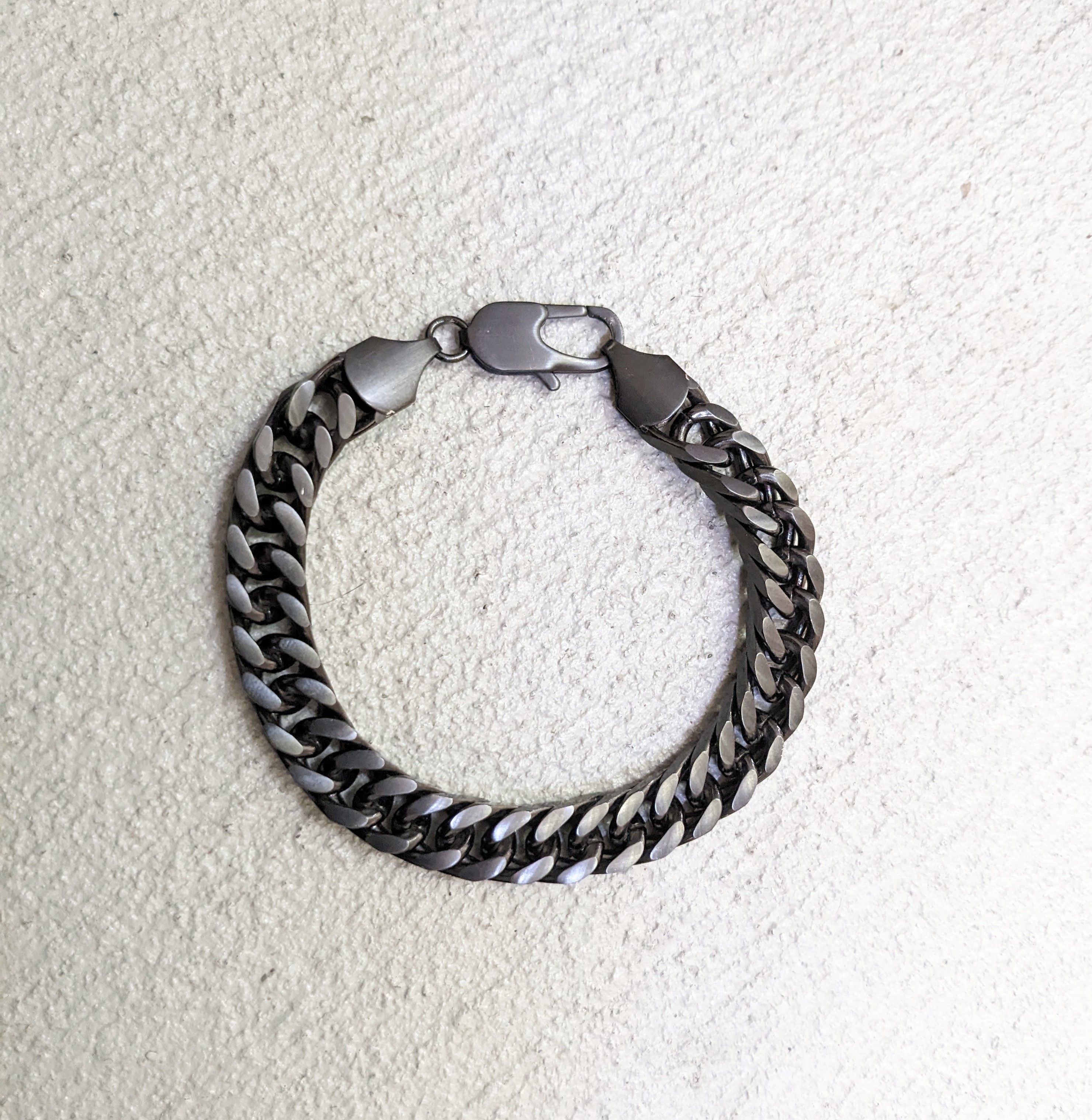 Jewelry Stainless Steel Bracelet Black Cuban Curb 8.75" Biker Punk Size ONE SIZE - 3 Thumbnail