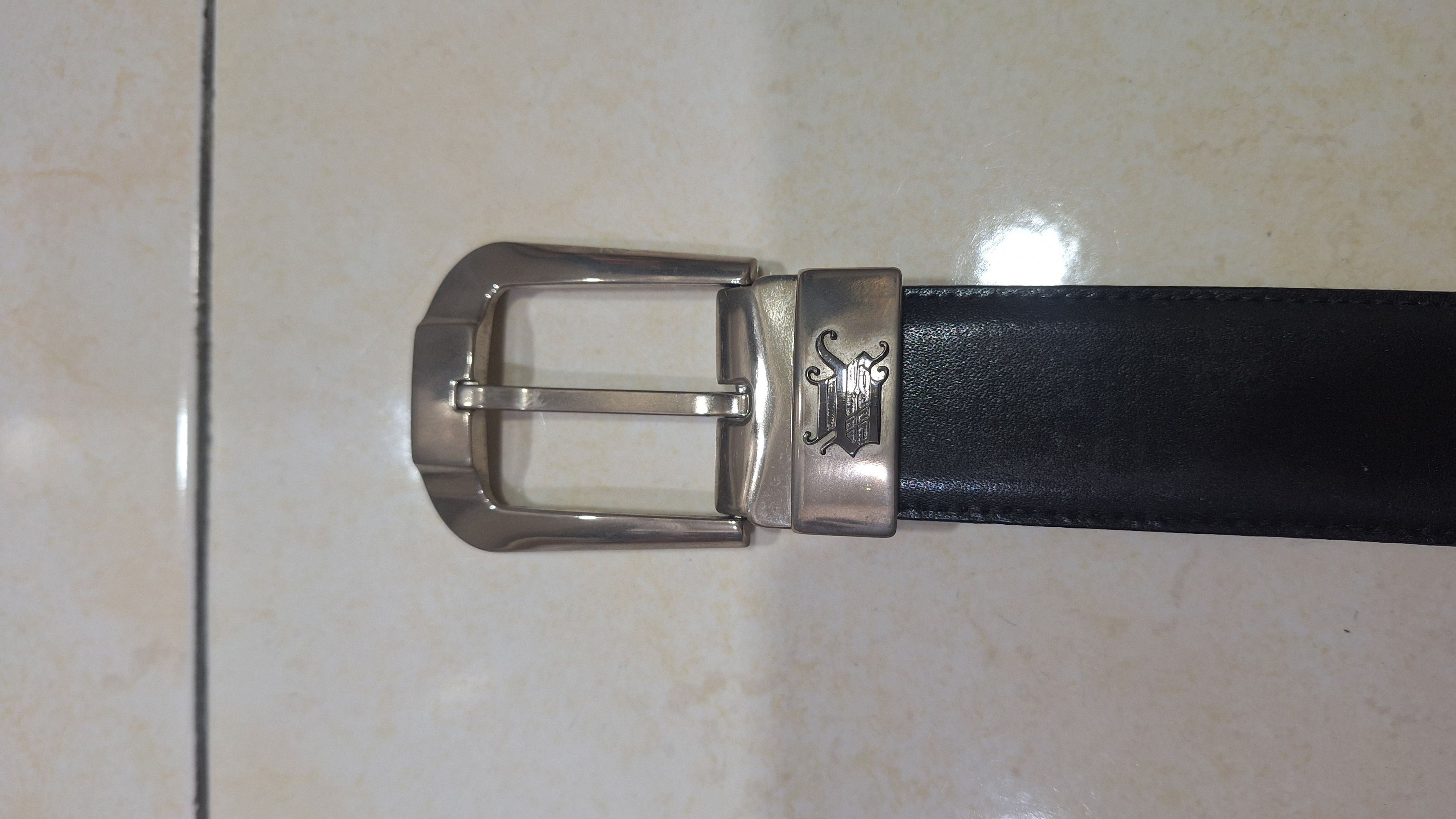 Versace Versace Black Leather Silver Buckle Size 36 - 3 Thumbnail