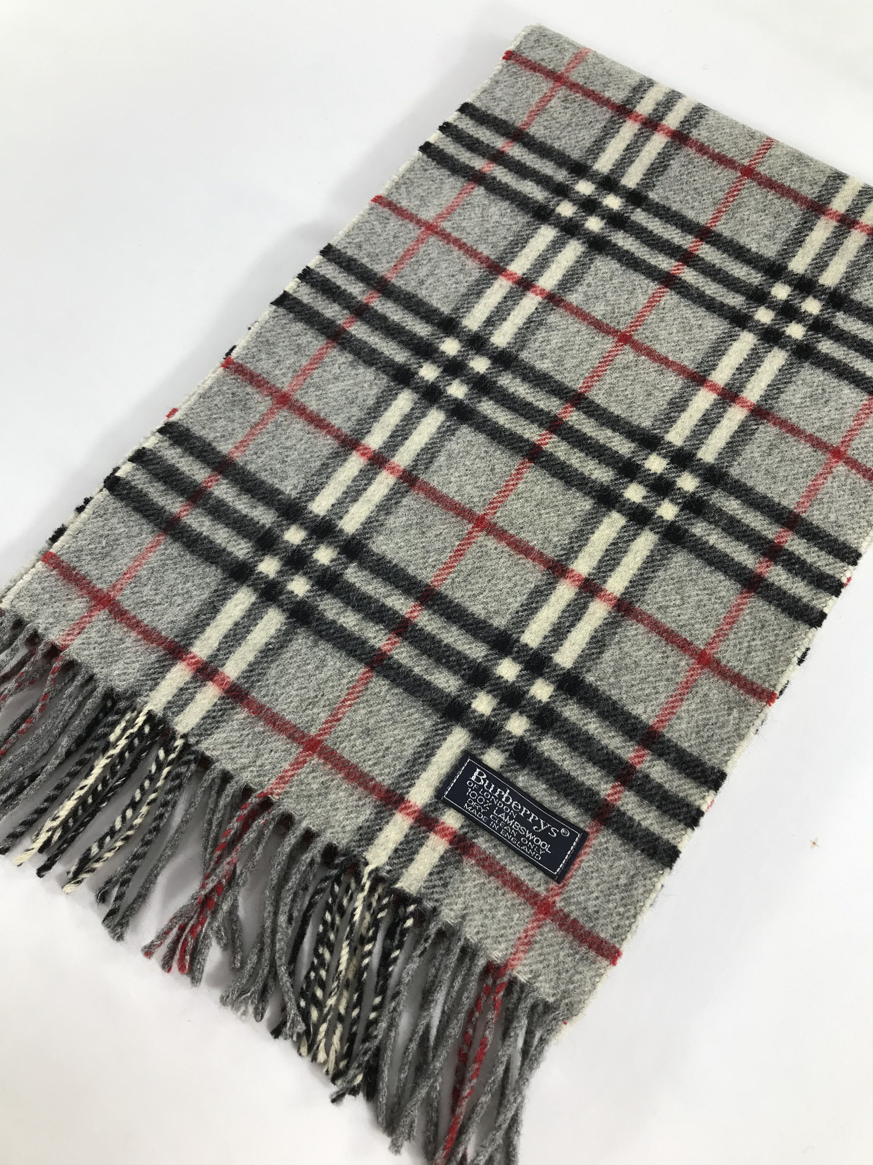 Burberry Burberrys Nova Check Grey Scarf Muffler Wool V523 Size ONE SIZE - 3 Thumbnail