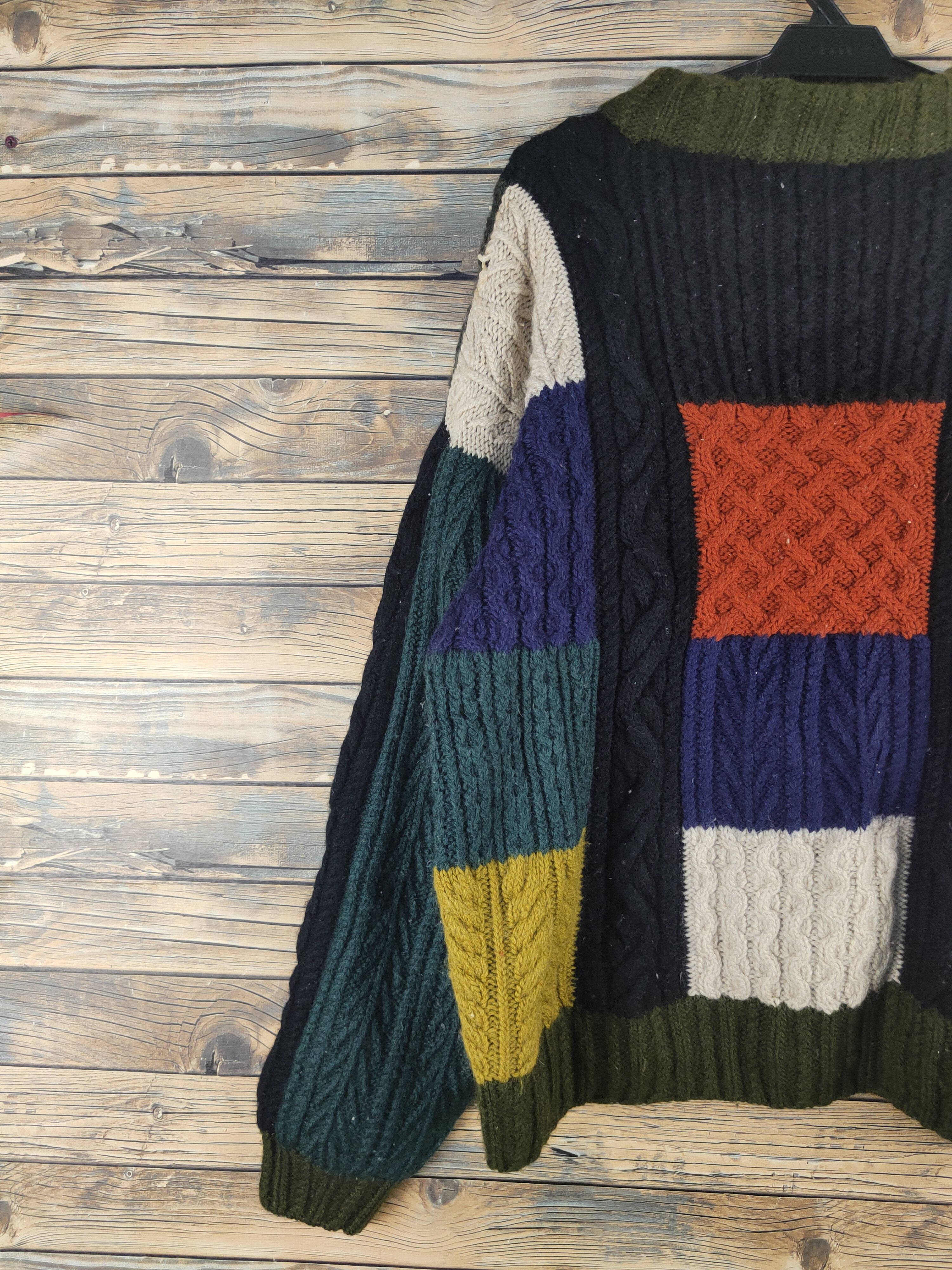 Vintage DL Zio Black Olive patchwork Knitwear Sweaters #2803T Size US M / EU 48-50 / 2 - 8 Thumbnail
