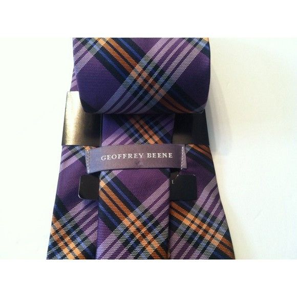 Other GEOFFREY BEENE MENS NEW PURPLE 100%SILK PLAID TIE WIDTH: 4" Size ONE SIZE - 3 Thumbnail
