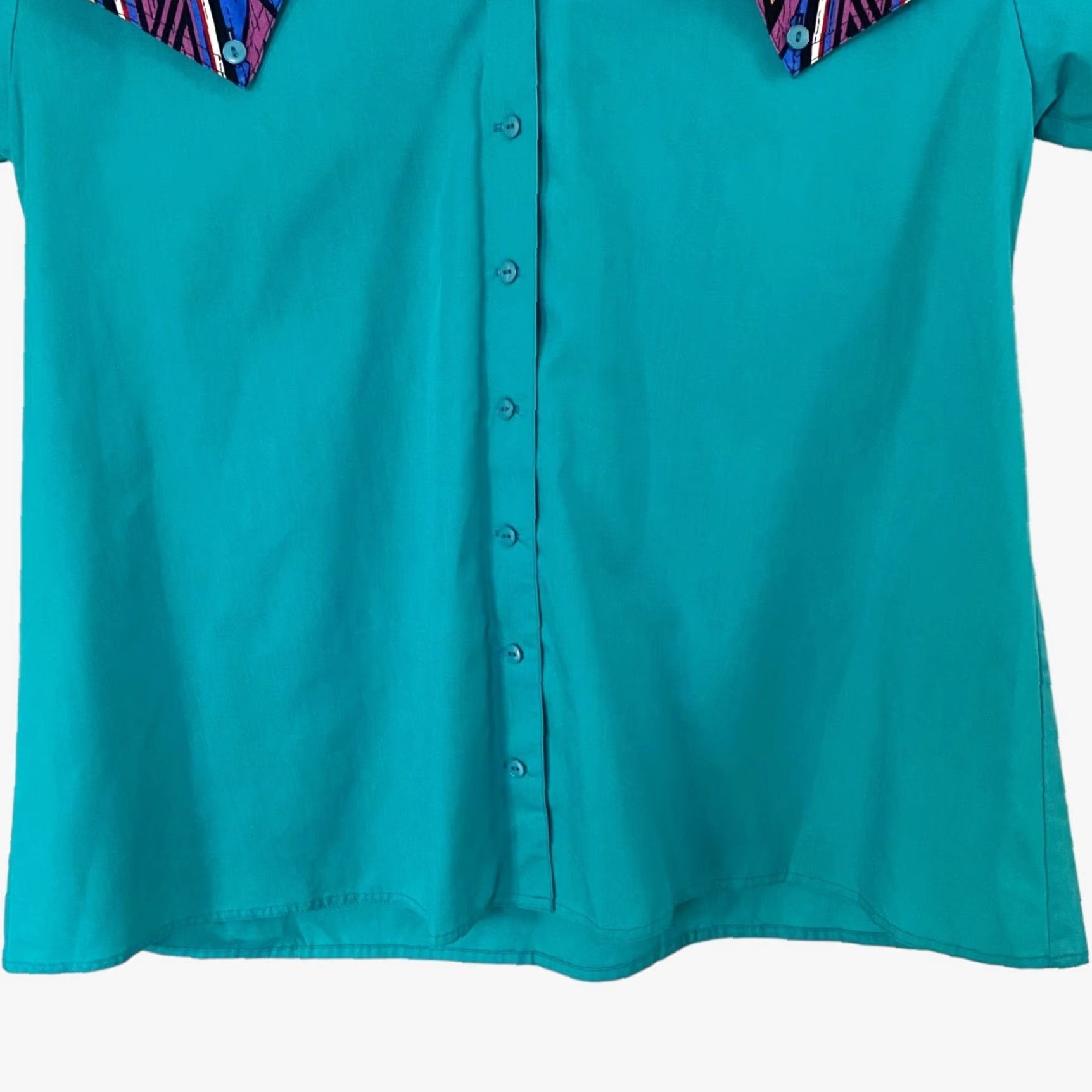 Vintage VINTAGE Designs On You Western Rodeo Button-Up Shirt Womens M Blue Aztec Print Long-Sleeve Size M / US 6-8 / IT 42-44 - 7 Thumbnail