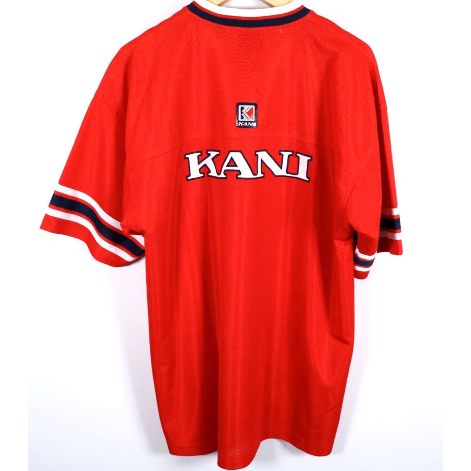Karl Kani VINTAGE Karl Kani Football Jersey Men's XL Red Dark Blue Sewn Stitched 23 Streetwear Hip Hop Retro Size US XL / EU 56 / 4 - 2 Thumbnail