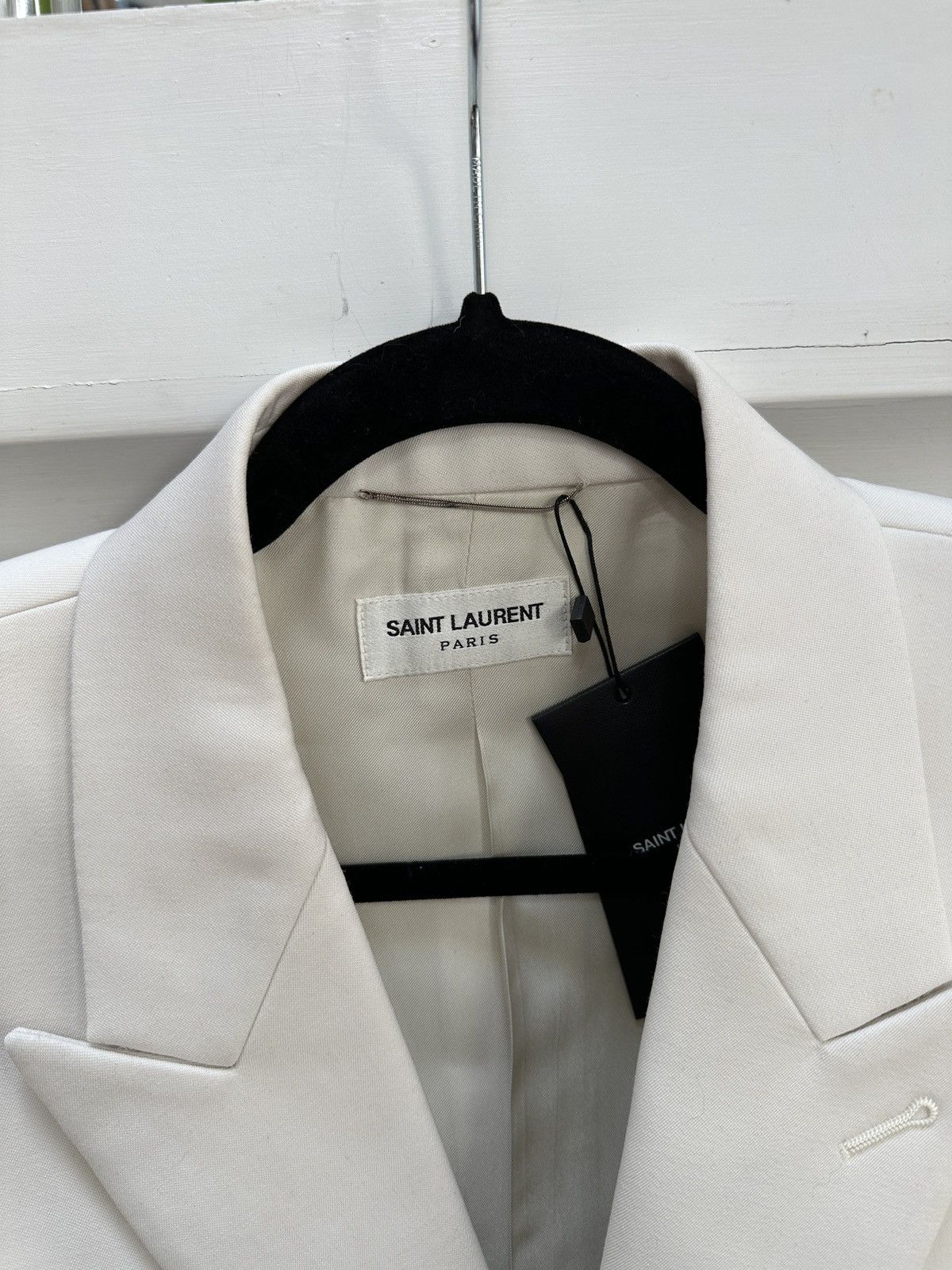 Saint Laurent Paris Ivory Double Breasted Suit Jacket Size 46R - 4 Thumbnail
