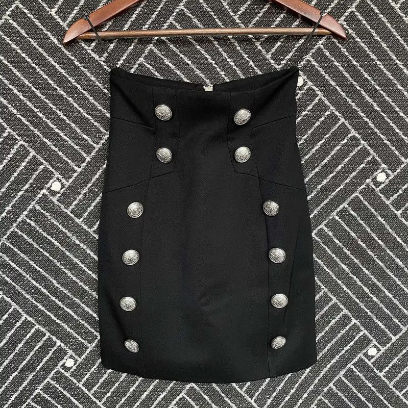Balmain Balmain Black Cotton Summer Skirt for Women 0089 Size 23" - 1 Thumbnail