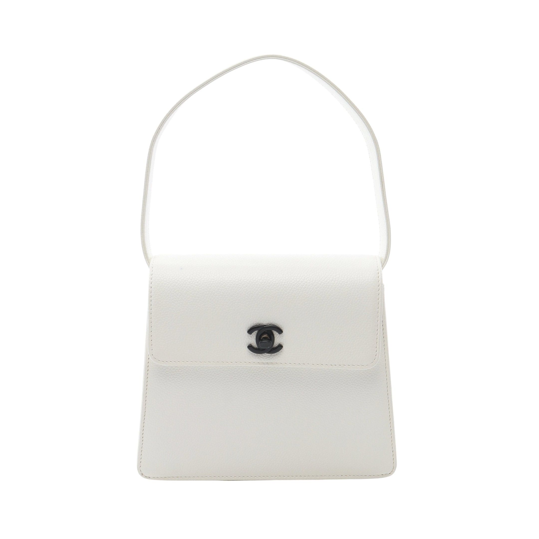 Chanel Chanel Coco Mark Handbag Caviar Skin White Black Hardware Size ONE SIZE - 1 Thumbnail