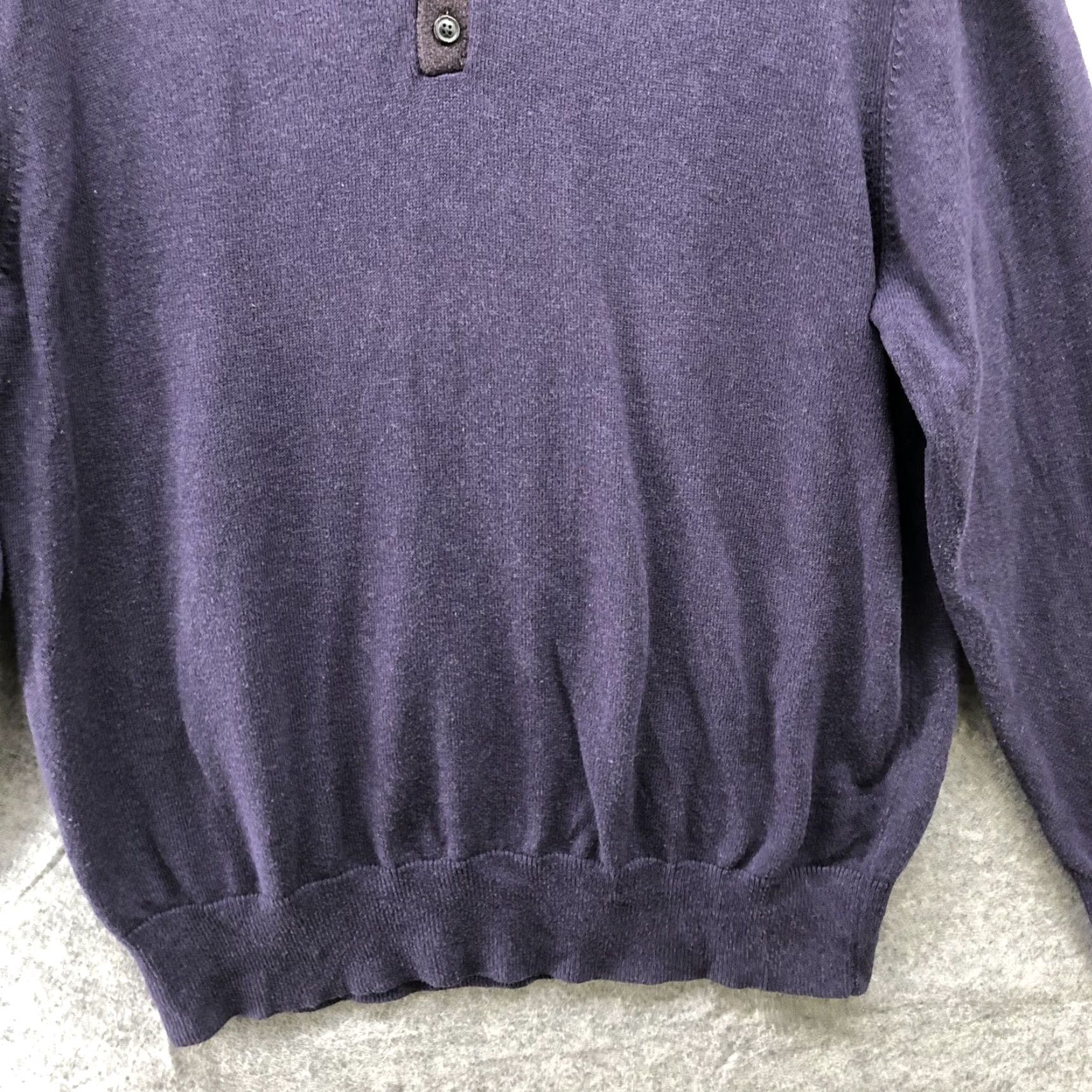 Enro VINTAGE Enro Sweater Mens XL 1/4 Button Mock Neck Cashmere Cotton Purple Eggplant Pullover Knit Classic Core Mens Size US XL / EU 56 / 4 - 4 Thumbnail