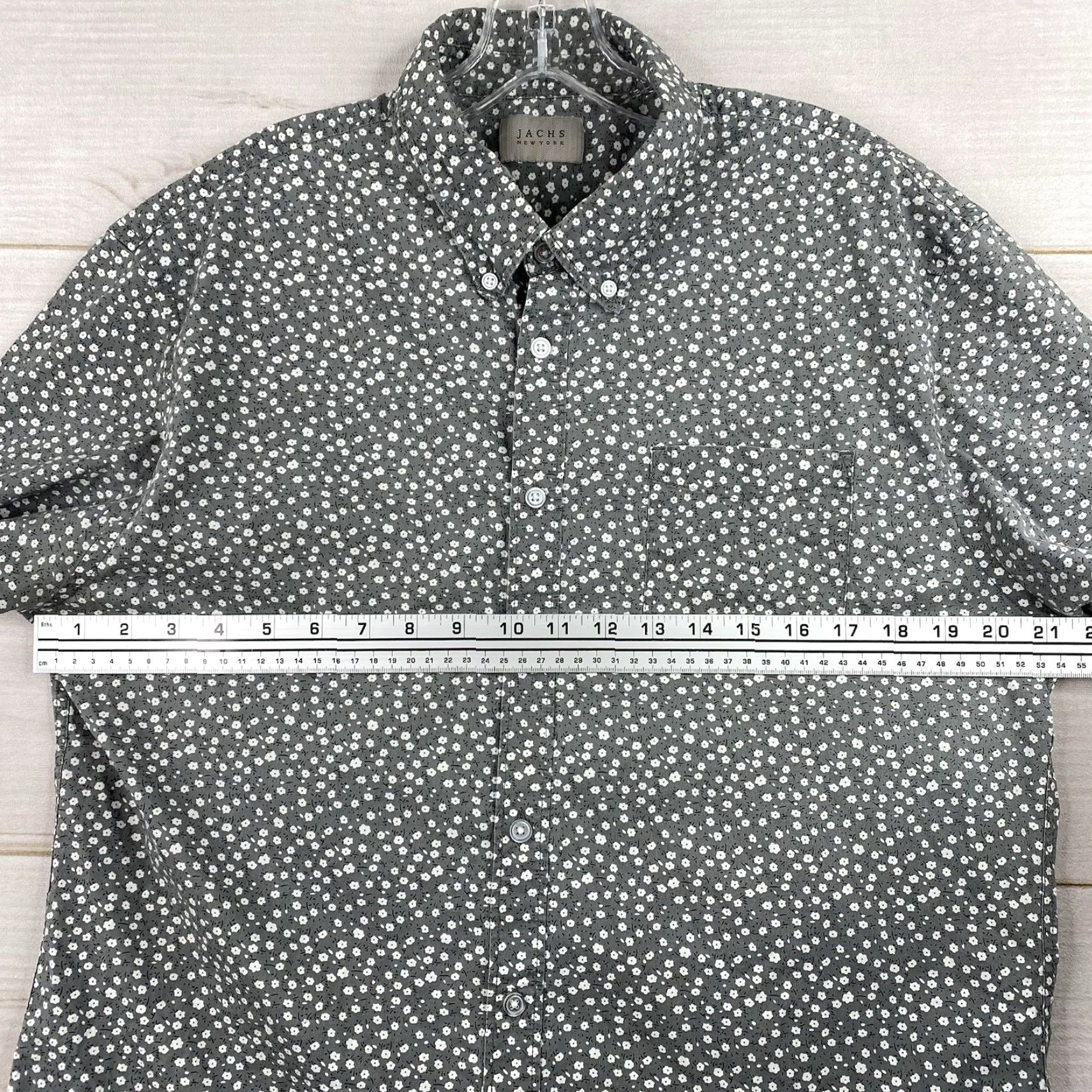 Sea New York JACHS New York Shirt Mens M Blue Floral Print Short Sleeve Button-Down Stretch Size US M / EU 48-50 / 2 - 3 Thumbnail