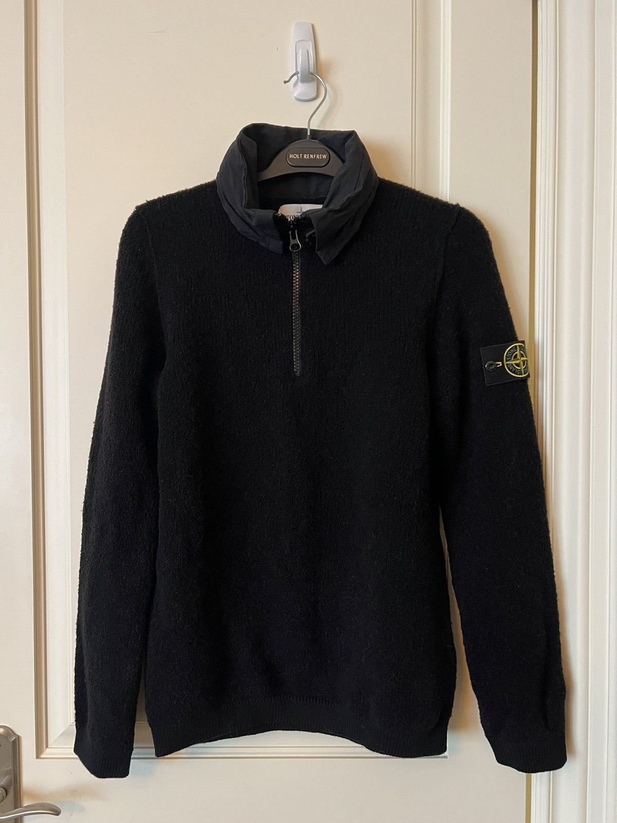 image of Stone Island Half Zip Sweatshirt in Black, Men's (Size Small)