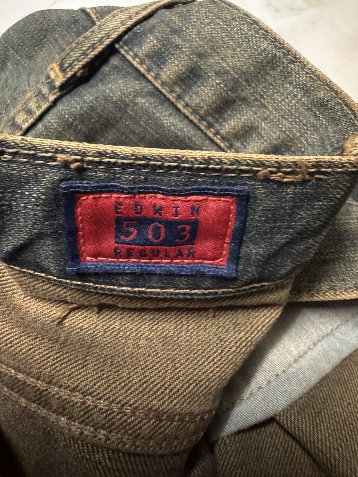 Edwin 💥SICK💥Vintage 503 Regular Rusty Insane Dark Mud Washed Jeans Size US 34 / EU 50 - 11 Thumbnail