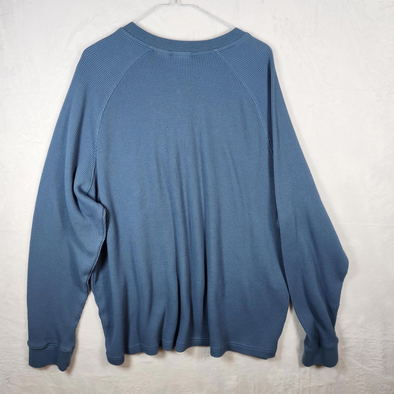 L.L. Bean LL Bean Waffle Knit Henley Blue Size 2XL Size US XXL / EU 58 / 5 - 6 Thumbnail