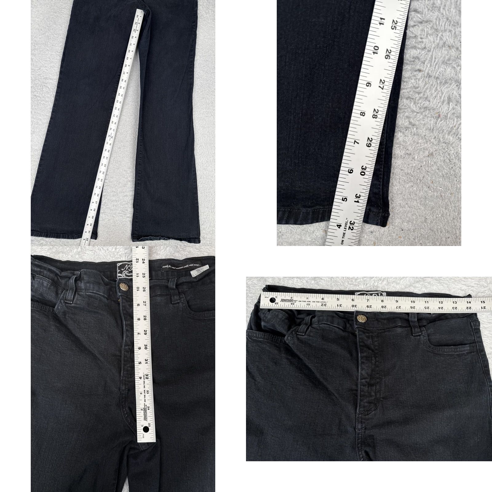 NYDJ NYDJ Jeans Womens 12 Bootcut Black Dark Wash High Rise Stretch Rhinestone 32x32 Denim Cotton Blend Spandex 5-Pocket Design Regular Womens Mens? Size 34" / US 12 / IT 48 - 8 Thumbnail