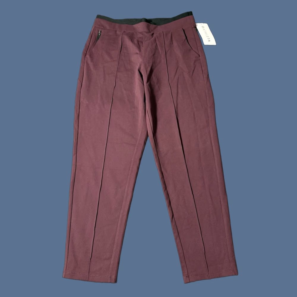Athleta Athleta Pants Womens M Straight Leg Stretch Lightweight Venice Pintuck Wine/Plum Size 32" / US 10 / IT 46 - 1 Thumbnail