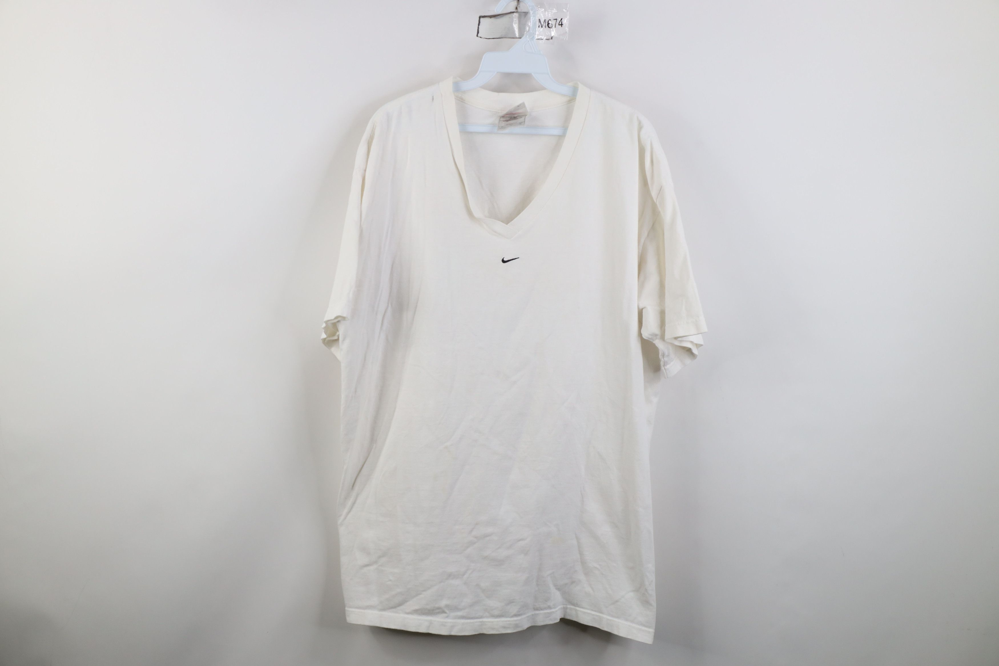 Nike Vintage 90s Nike Scott Center Swoosh V-Neck T-Shirt USA Size US XL / EU 56 / 4 - 1 Thumbnail