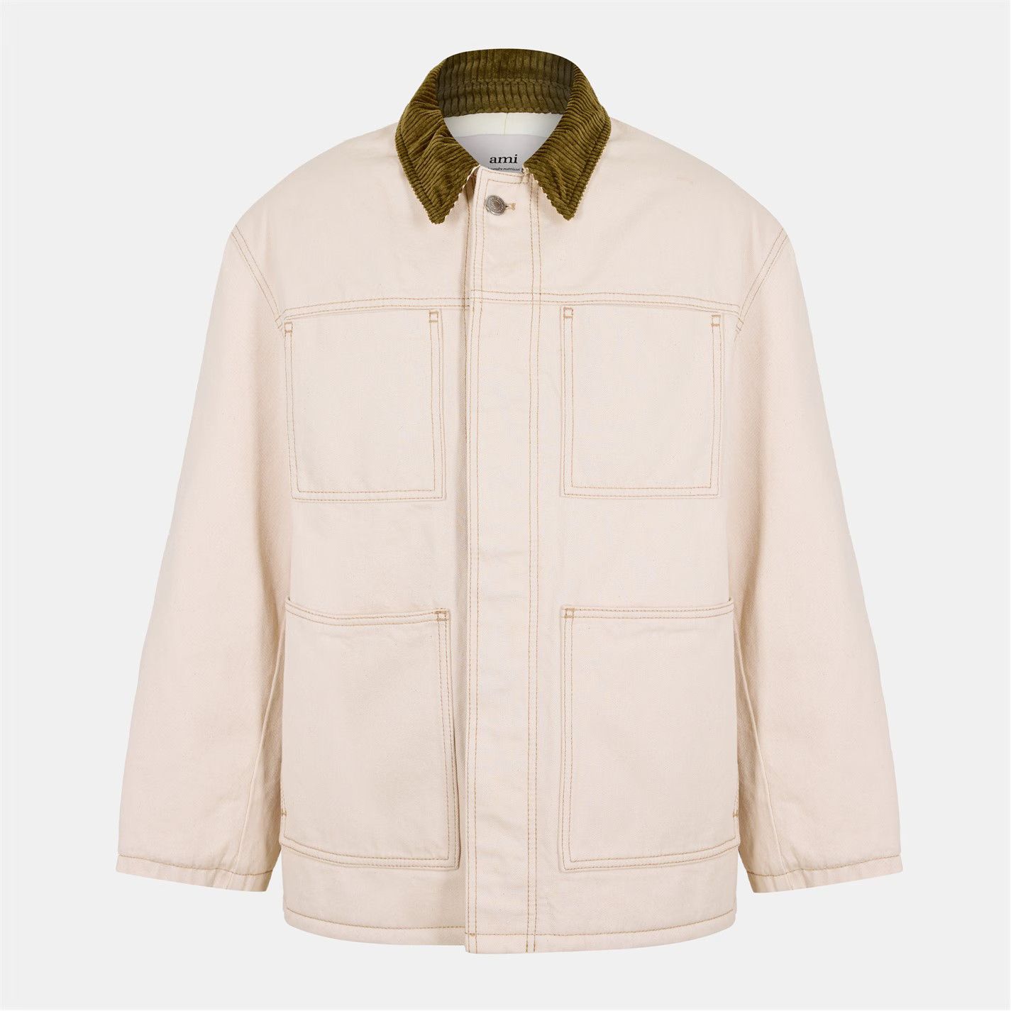 AMI o1g2r1mq0326 Worker Field Jacket in Ecru Size US L / EU 52-54 / 3 - 1 Thumbnail
