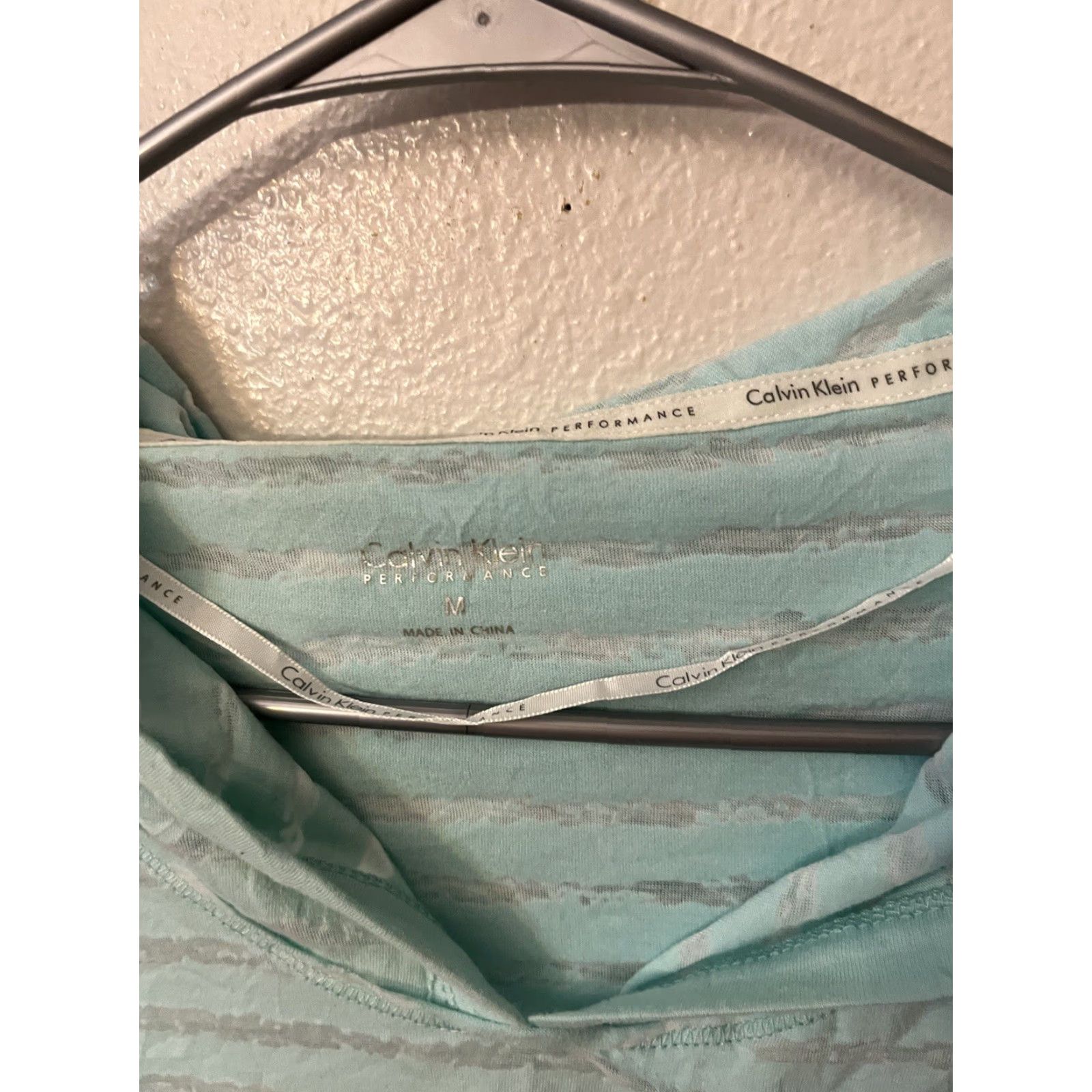 Calvin Klein Calvin Klein Performance Long Sleeve Shirt Teal Striped Medium Womens T-Shirt Pullover Hooded Quick Dry Running & Jogging, Walking, Yoga - 90s? Size M / US 6-8 / IT 42-44 - 2 Thumbnail