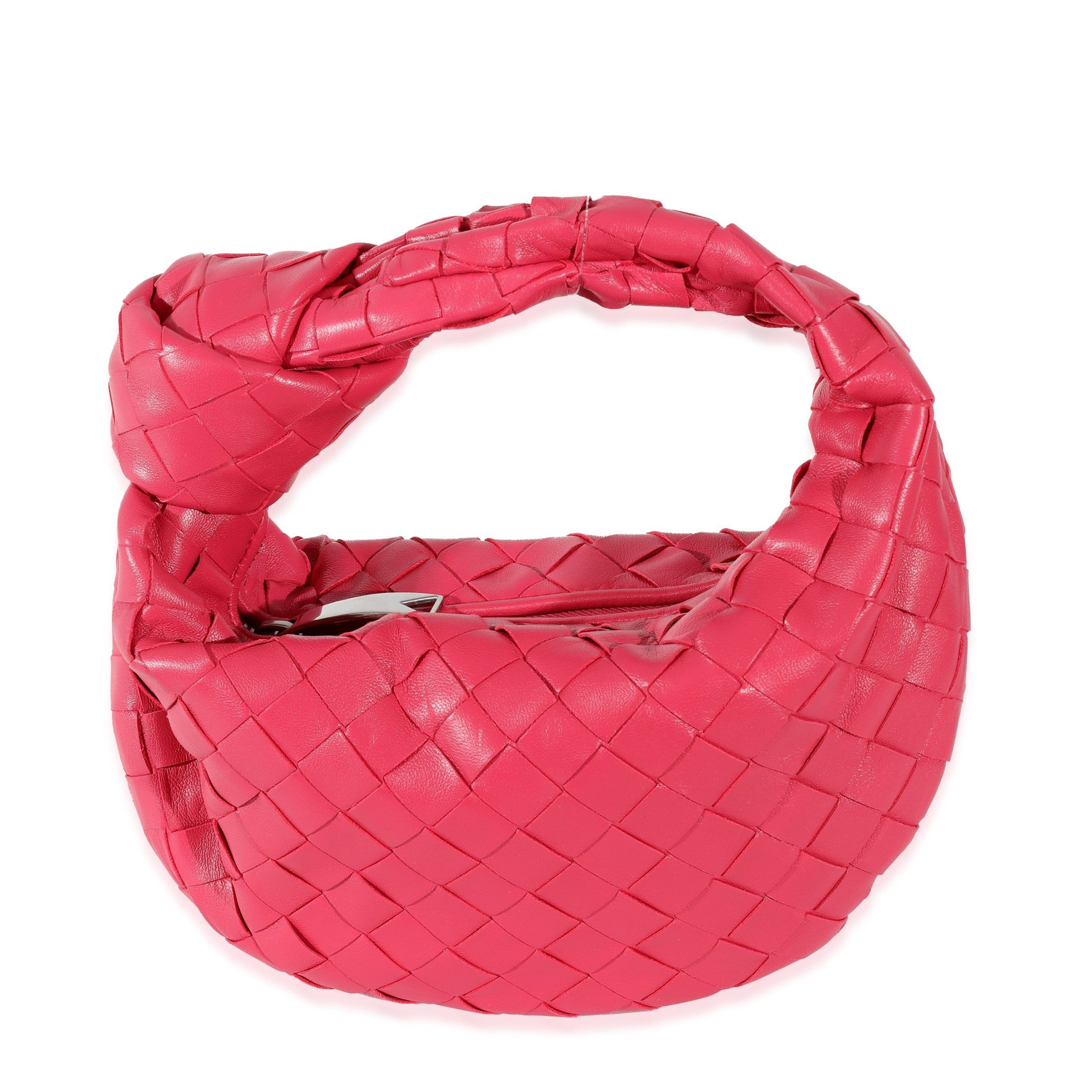 image of Bottega Veneta Cranberry Intrecciato Lambskin Mini Jodie in Red, Women's