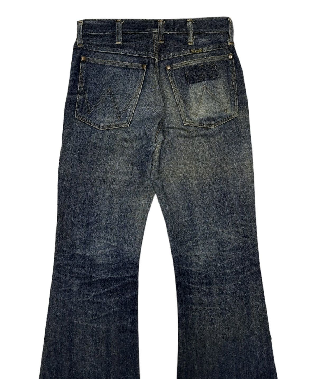 If Six Was Nine FLARED🔥WRANGLER FLARE DISTRESSED DENIM BOOTCUT JEANS Size US 28 / EU 44 - 8 Thumbnail