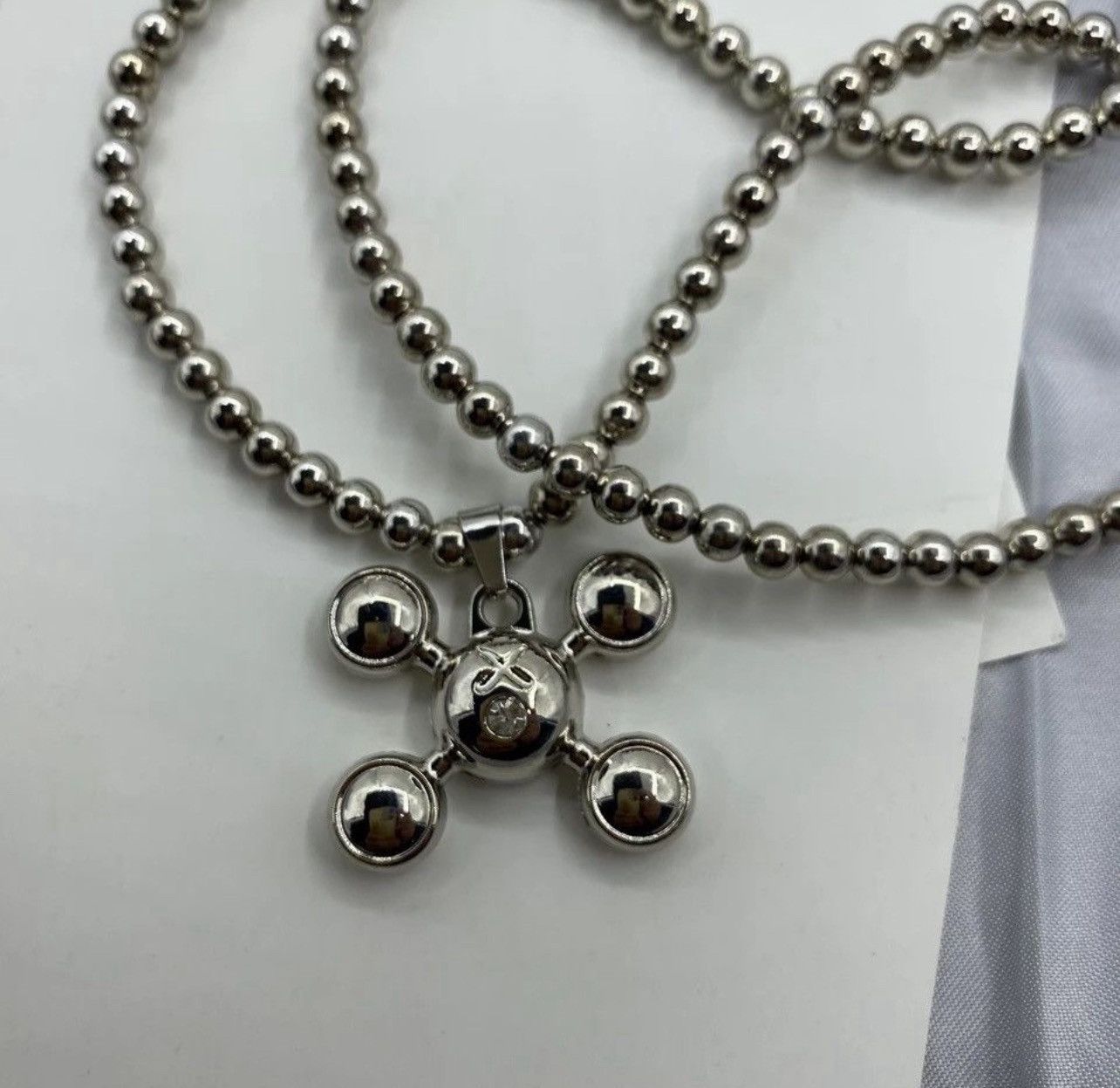 Jewelry Round Bead Chain Quadangle Ball Pendant Size ONE SIZE - 3 Thumbnail