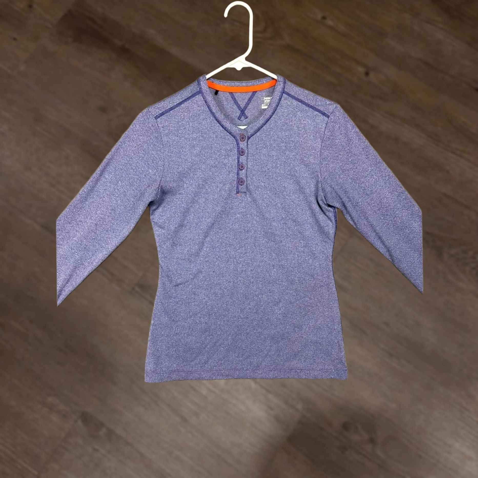 Nike Nike Golf Women Small Purple Dri-Fit Broken Stripe Henley Athletic T-Shirt Size S / US 4 / IT 40 - 1 Thumbnail