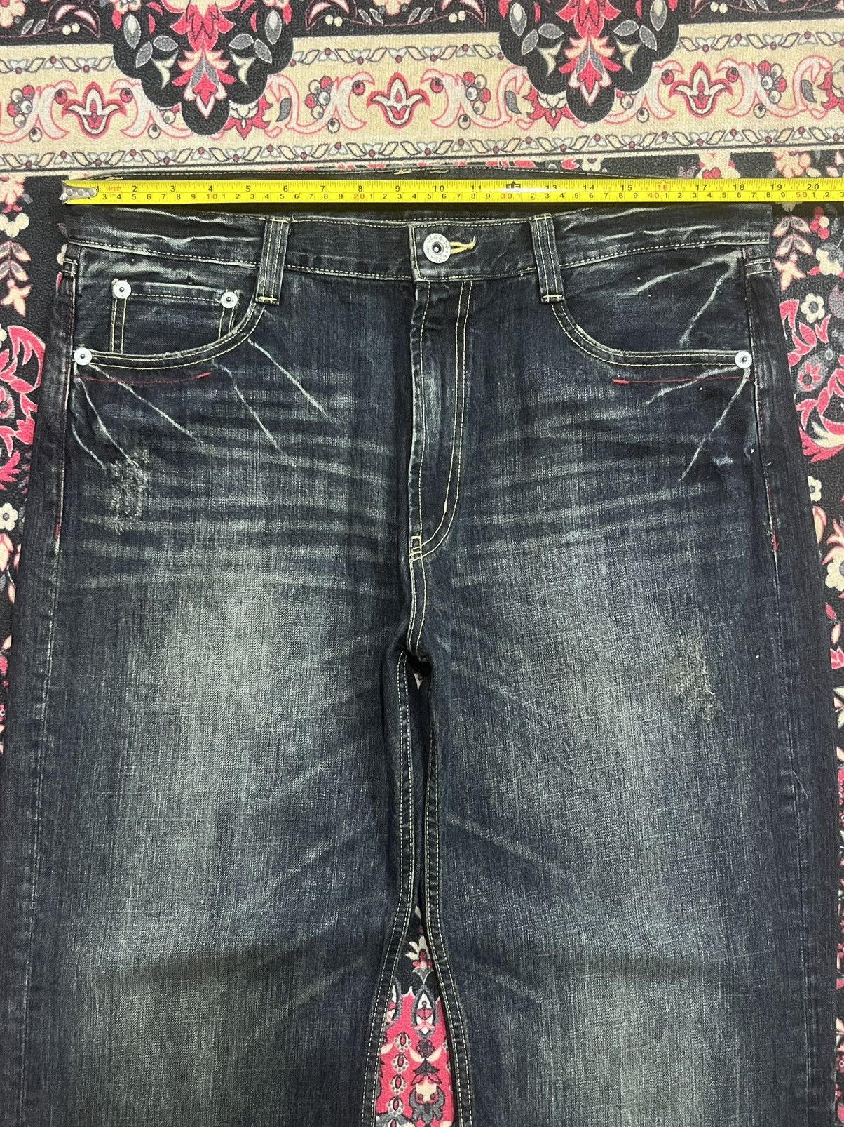 If Six Was Nine Vintage Japanese Agate Rhinestone Angelic Wing Flare Jeans Size US 36 / EU 52 - 11 Thumbnail