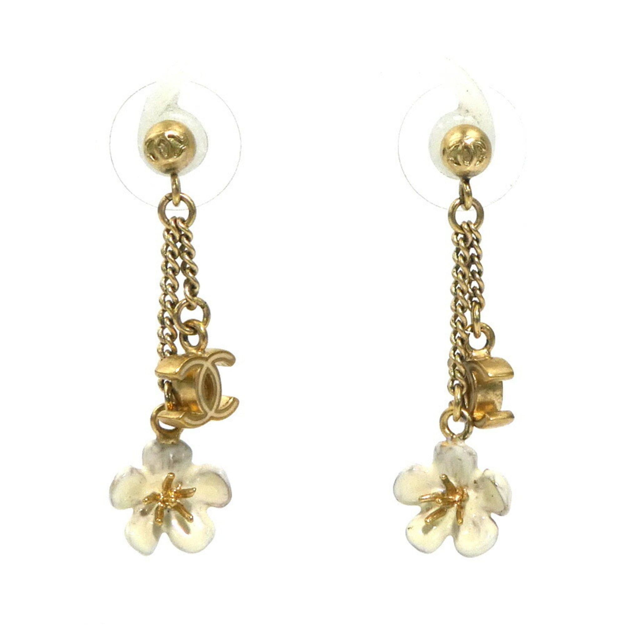 Chanel CHANEL Women's Gold and White Metal Earrings h31929a Size ONE SIZE - 1 Thumbnail
