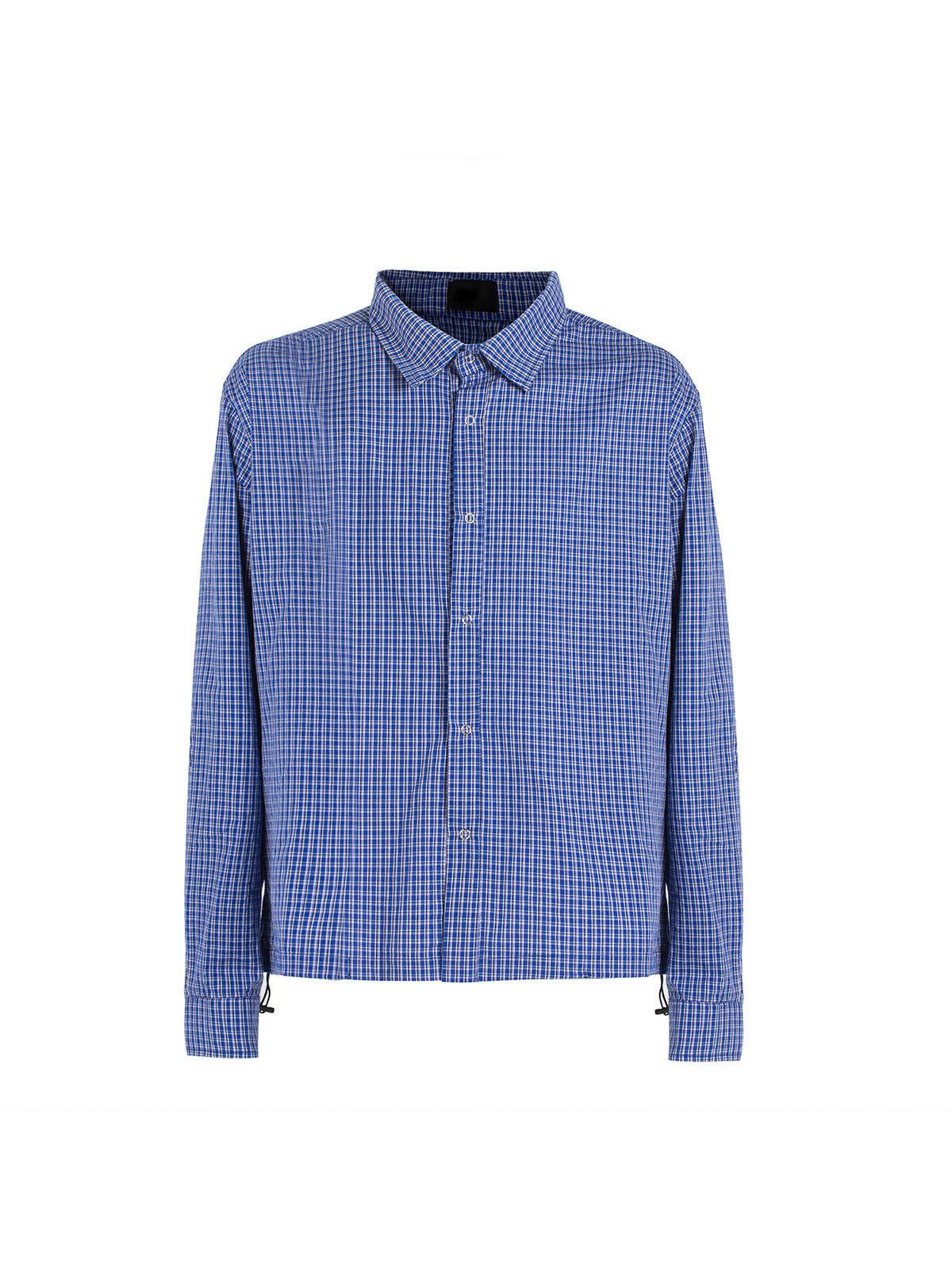 Vintage Blue Checkered Casual Shirt, Relaxed Fit Drawstring Hem Size US M / EU 48-50 / 2 - 4 Thumbnail