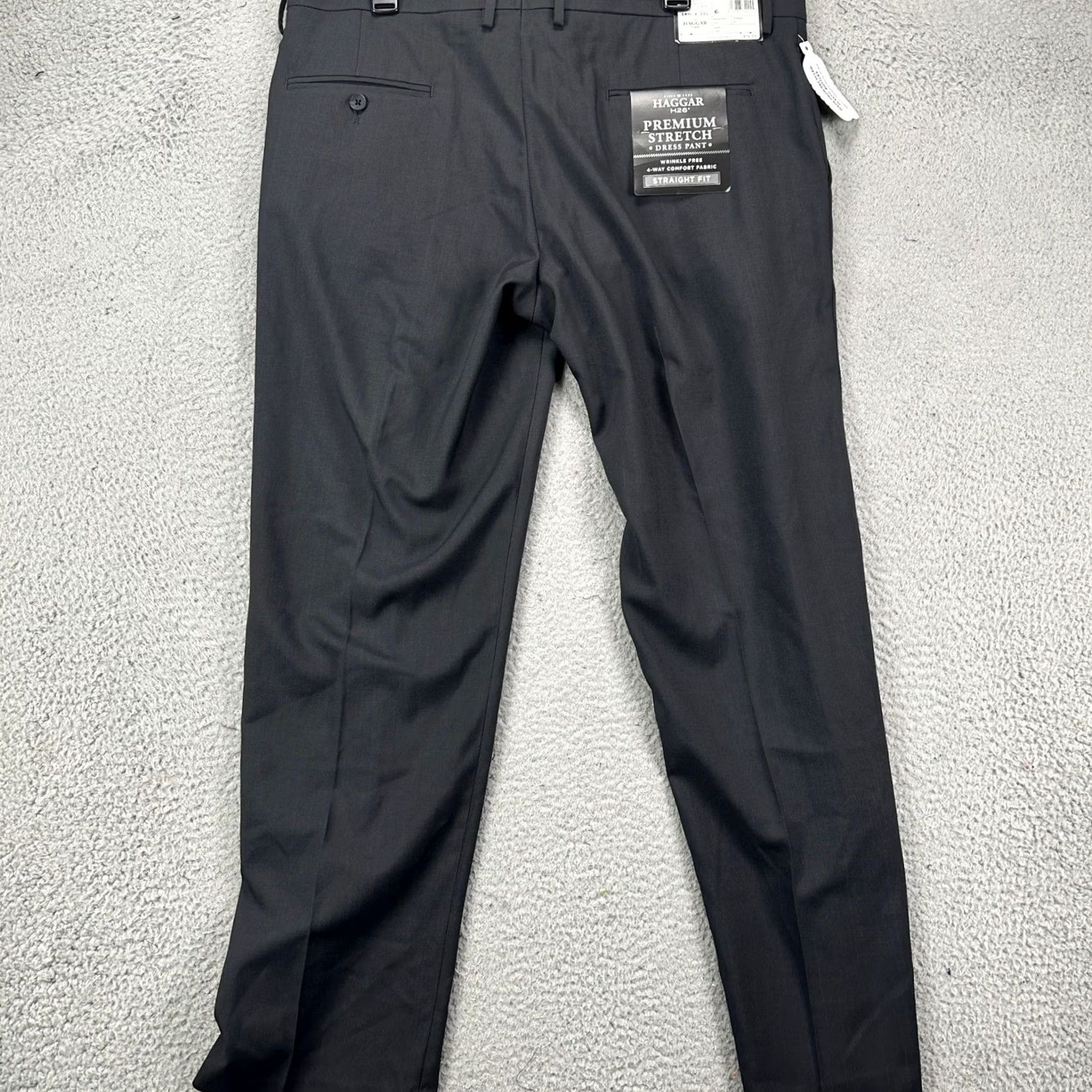 Haggar VINTAGE? Haggar H26 Pants Dress Men 38X30 Black Straight Fit Flat Front Wrinkle Free NEW Size US 38 / EU 54 - 3 Thumbnail