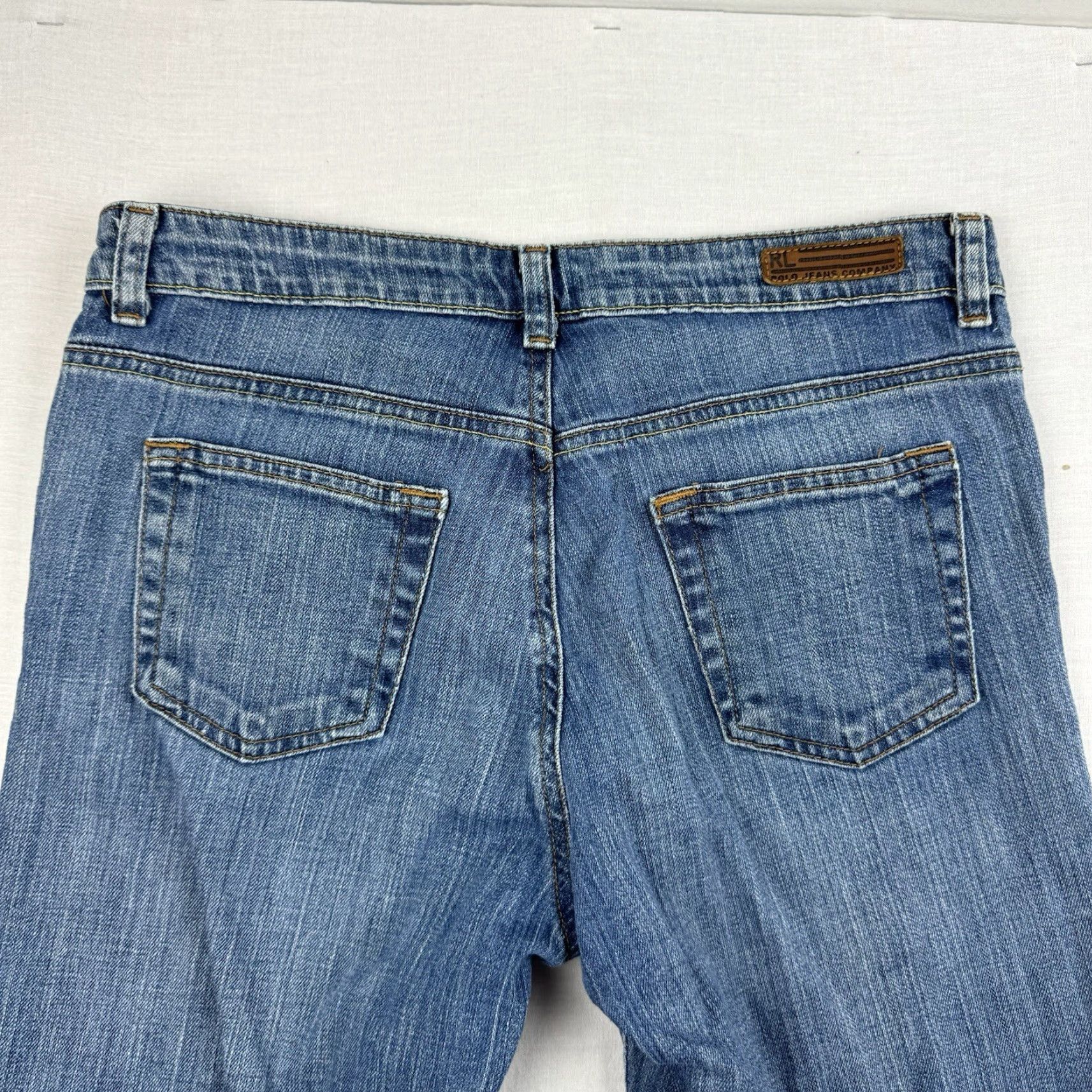 Polo Ralph Lauren VINTAGE Polo Jeans Company Jeans Womens 10 Blue Stretch Kelly Y2K Hipster Punk Bootcut Jeans Womens Size 32" / US 10 / IT 46 - 3 Thumbnail