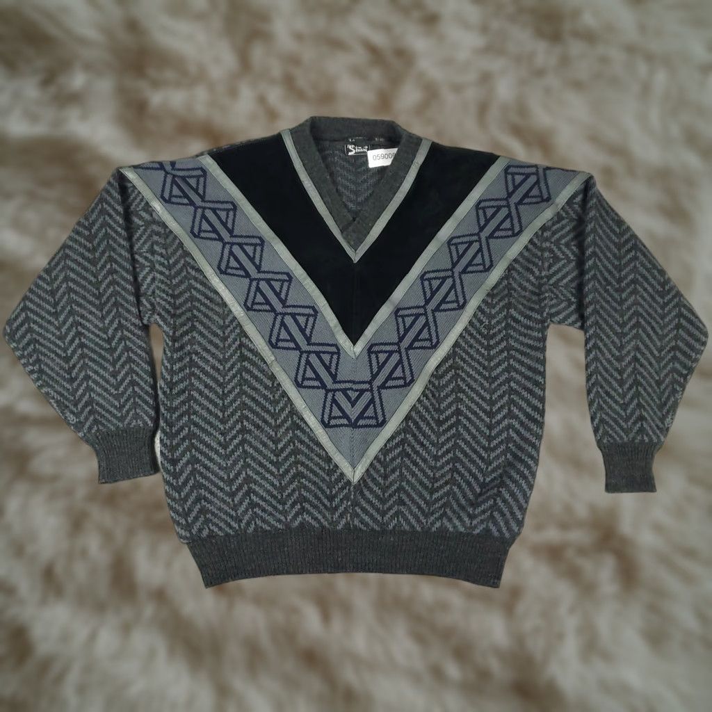 Vintage VINTAGE Alan Stuart Sweater Pullover Mens Size Large Gray Casual V-Neck Long Sleeve Knit Size US L / EU 52-54 / 3 - 1 Thumbnail