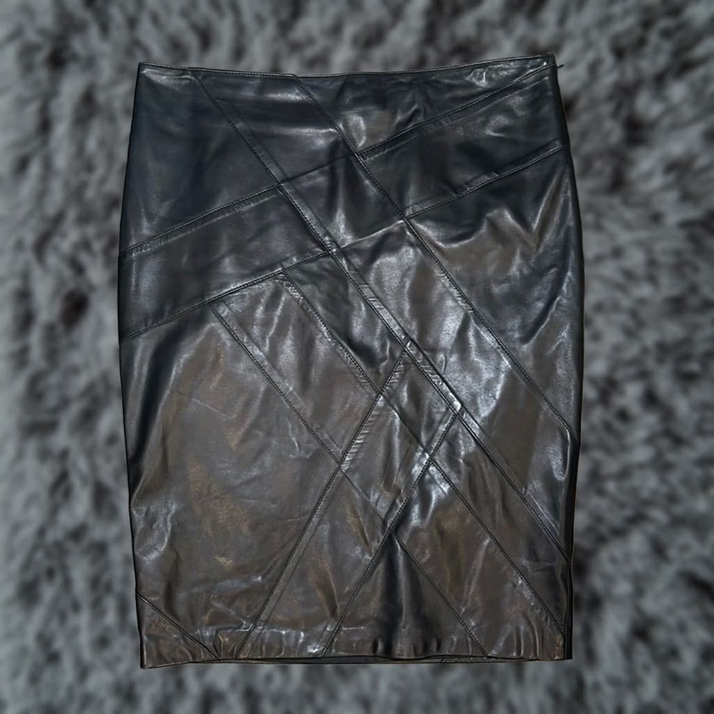 Escada VINTAGE ESCADA Lambskin Leather Skirt 38 Black Women Slim Straight Pencil Knee Length 23in 19in Hem 18in MS10936 Mens? Size 30" / US 8 / IT 44 - 1 Thumbnail