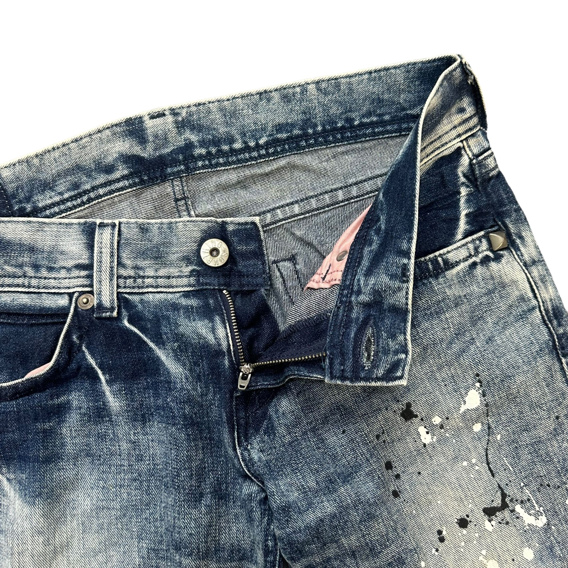 Edwin EDWIN PAINT SPLATTERS LOW RISE WASHED JEANS #8894-035 Size 34" / US 12 / IT 48 - 3 Thumbnail
