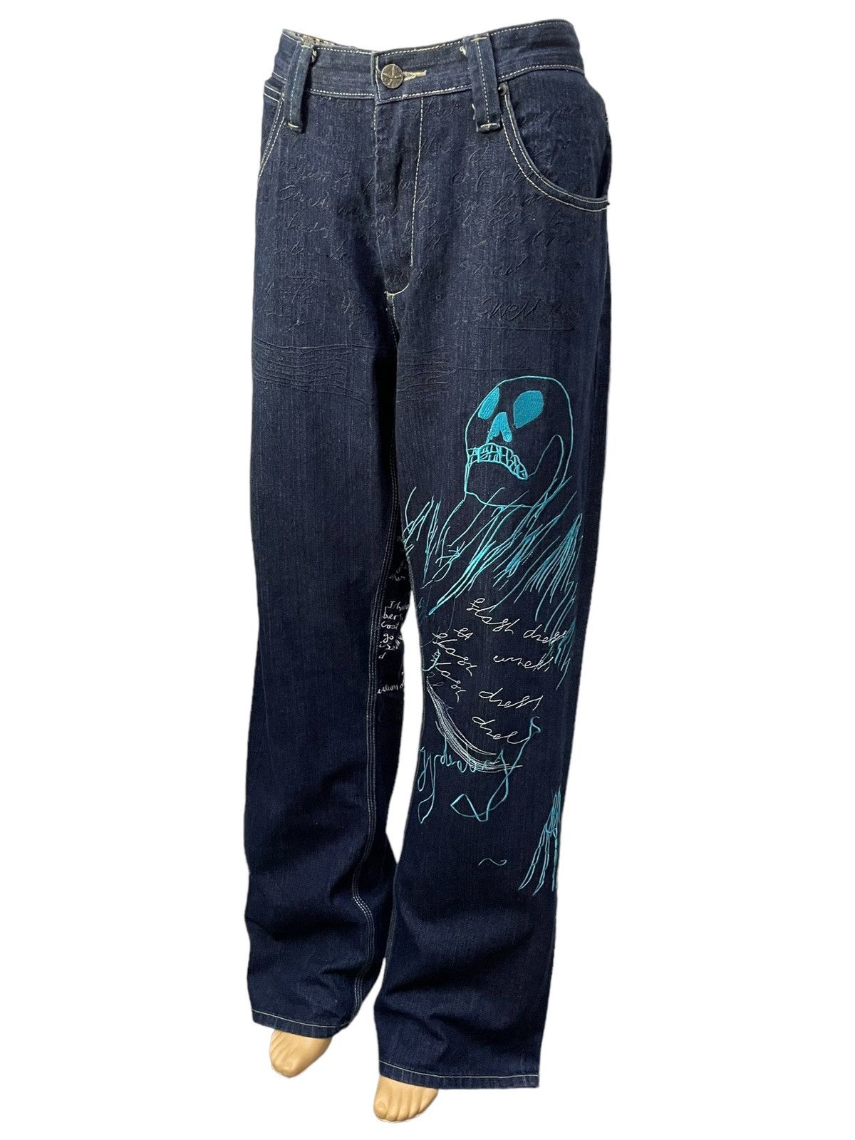 Japanese Brand Artful Dodger Jesse Pinkman Embroidered Poems Baggy Jeans Size US 34 / EU 50 - 10 Thumbnail