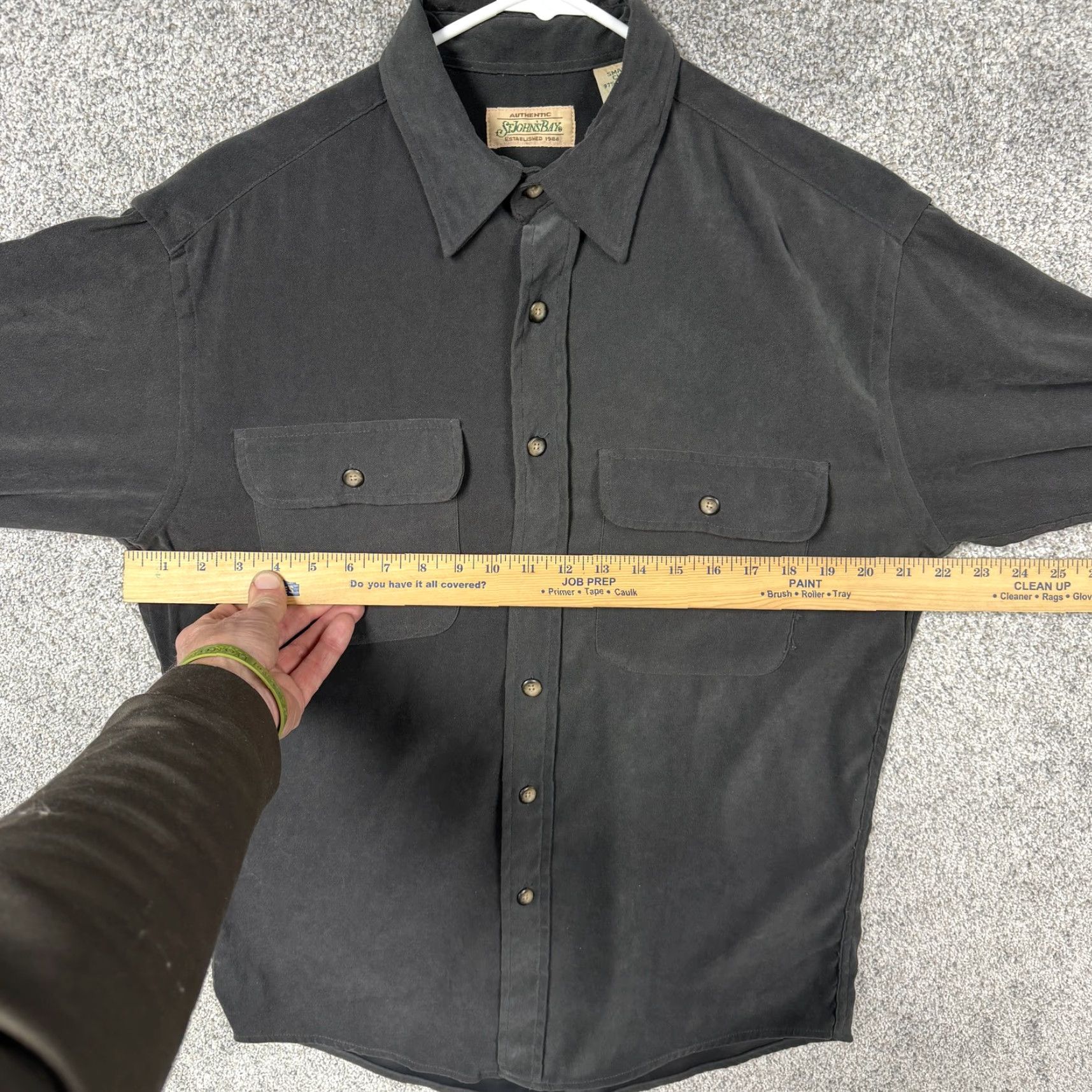 Vintage VINTAGE St. John's Bay Shirt Mens S Black Twill Button-Up Long Sleeve Casual Workwear Outdoor Cotton Spandex 1950s-2000s Size US S / EU 44-46 / 1 - 4 Thumbnail