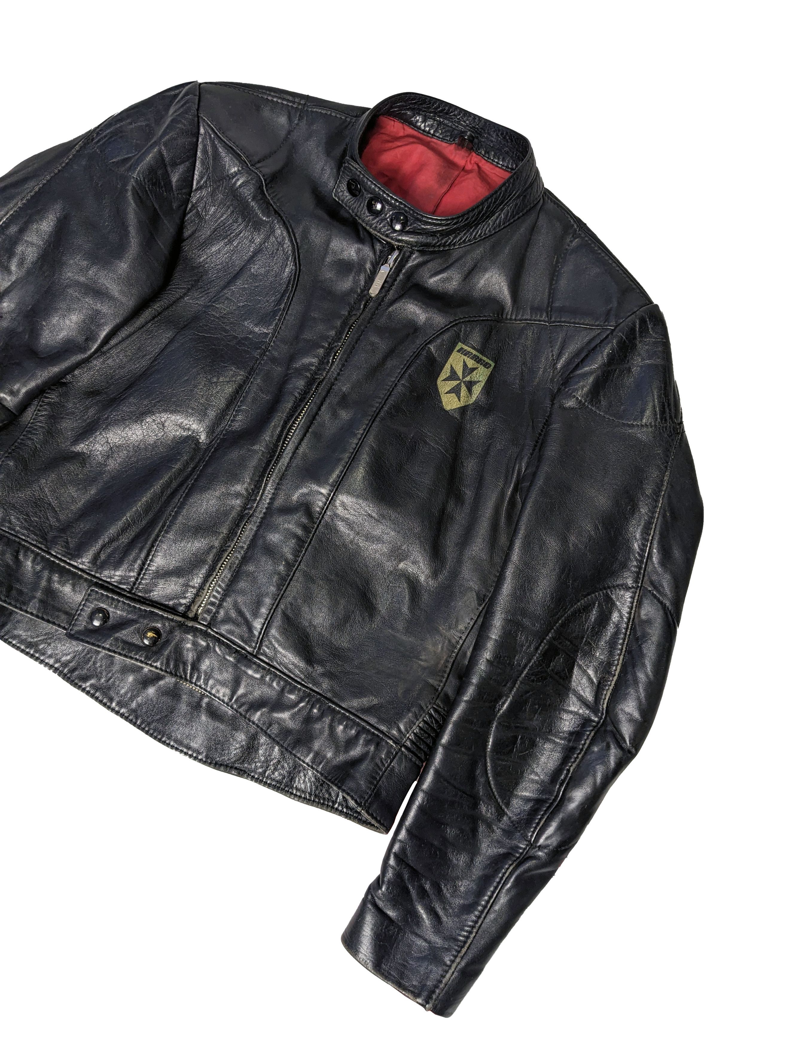 image of Vintage 80's Harro Cropped Motorcycle Leather Jacket Germany in Black, Men's (Size Small)