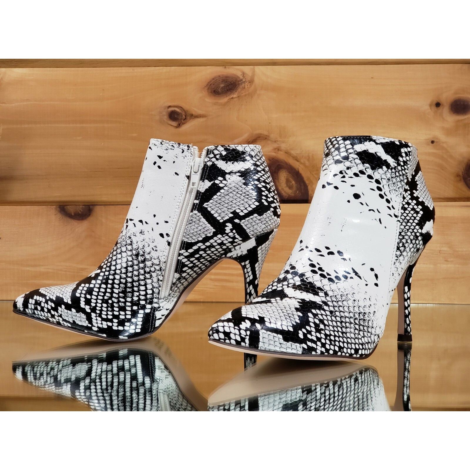 Other C & C Brenda White Snake 3.5" High Heel Ankle Boots (US Shoe Size US 10 / IT 40 - 6 Thumbnail