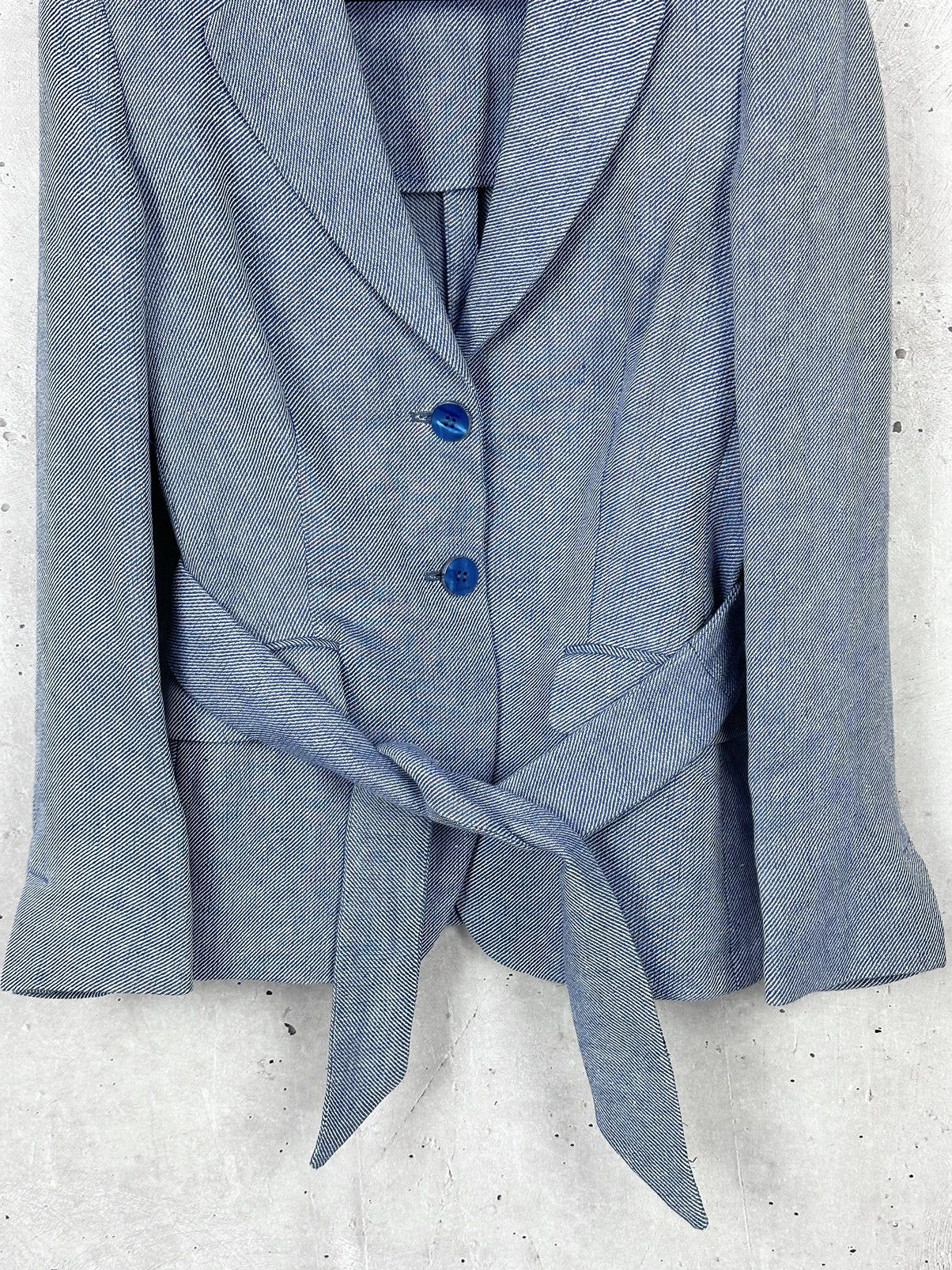 Max Mara Max Mara Linen Made in Italy Blue Blazer Jacket with Belt Size L / US 10 / IT 46 - 3 Thumbnail