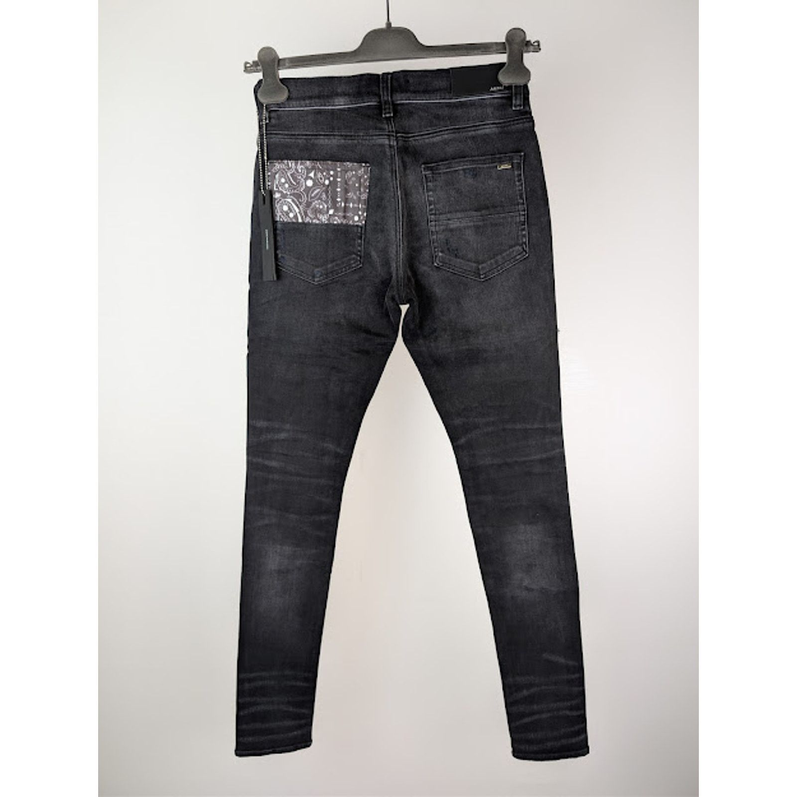 Amiri o1rshd1 Vintage Bandana Artpatch Skinny Denim Jeans Black Size US 36 / EU 52 - 12 Thumbnail