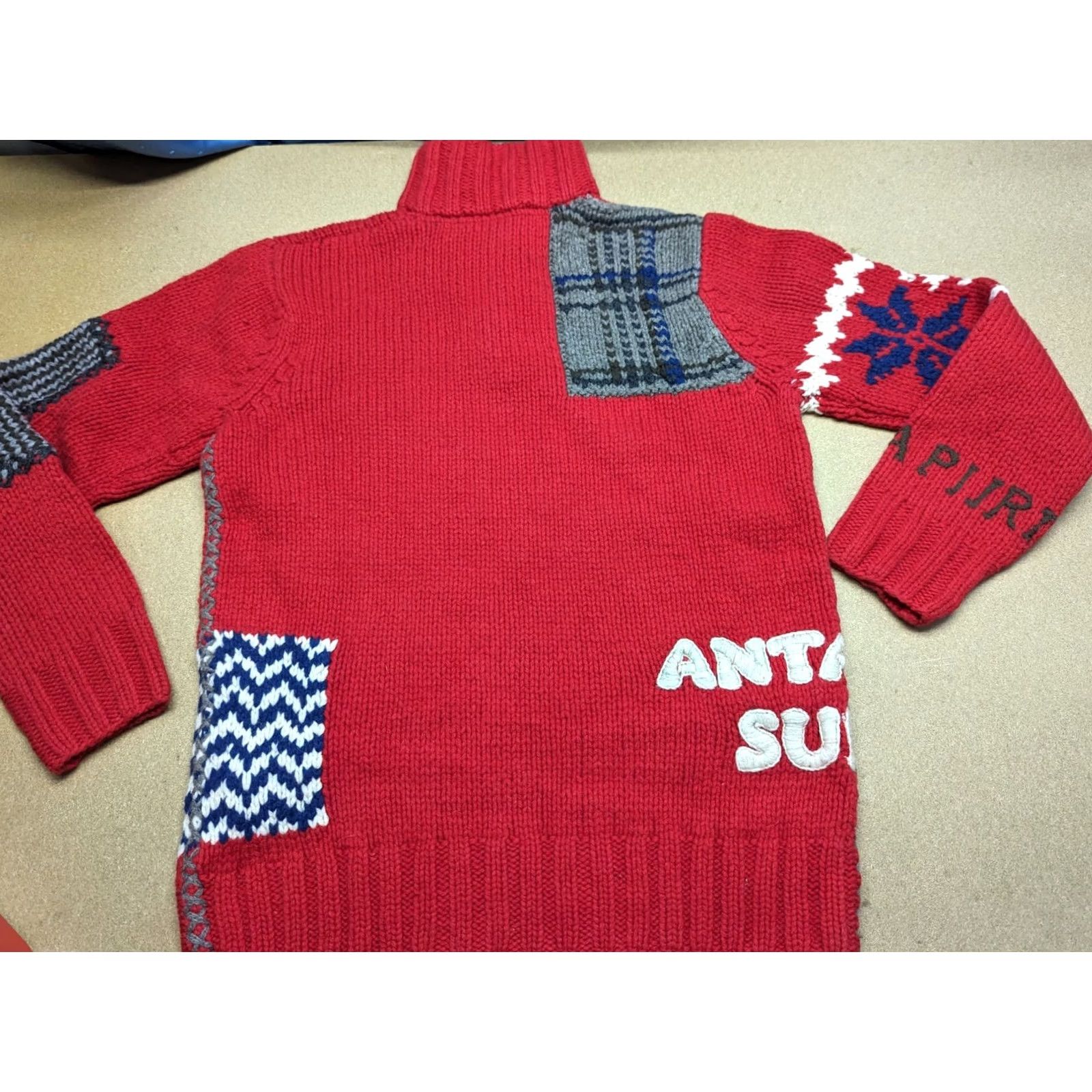 Napapijri Napapijri Mens Sweater Large Red 1/4 Zip Lambswool Knit Pullover Knitwear Crew Neck Knitted Wool Classic Casual Men's Sweater Size US L / EU 52-54 / 3 - 2 Thumbnail