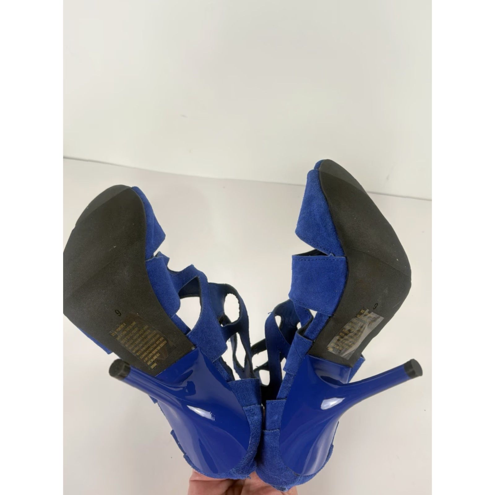 Vintage Mark Blue Suede Gladiator Peep Toe 4in Heels Womens Size 9 Size US 9 / IT 39 - 7 Thumbnail
