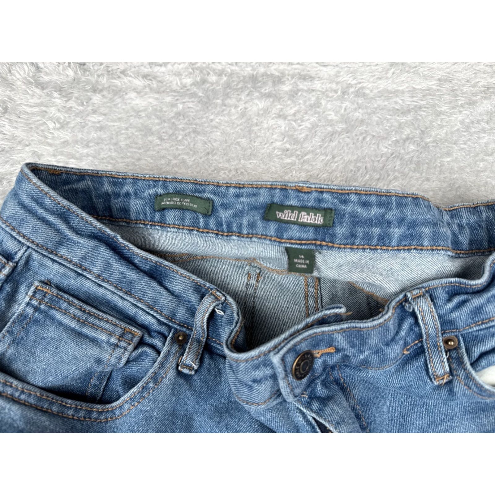 Vintage Wild Fabel Jeans Womens 14 Blue Denim Low Rise Flare Flared Cotton Blend 33x30 Size 36" / US 14 / IT 50 - 6 Thumbnail
