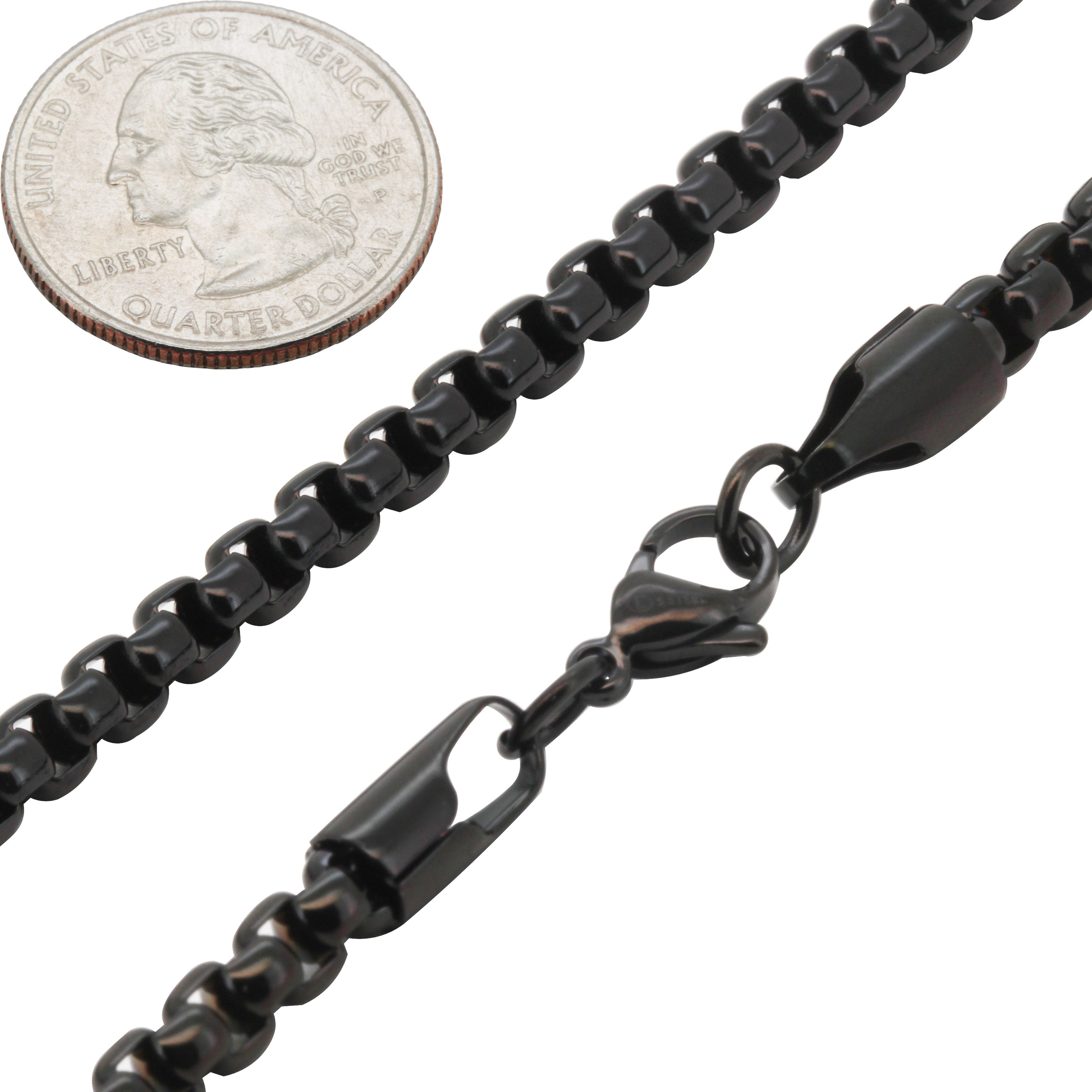 Other 316L Stainless Steel Black 5.5mm Box Chain Necklace 24” Size ONE SIZE - 2 Thumbnail