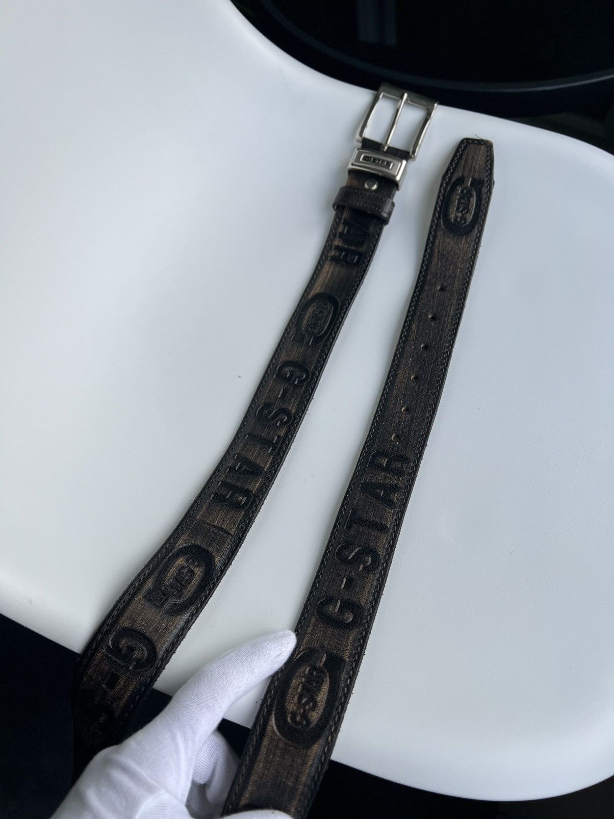 G-Star G-STAR Leather Belt – Distressed Black – Size ~XL (119.5 cm) Size ONE SIZE - 7 Thumbnail